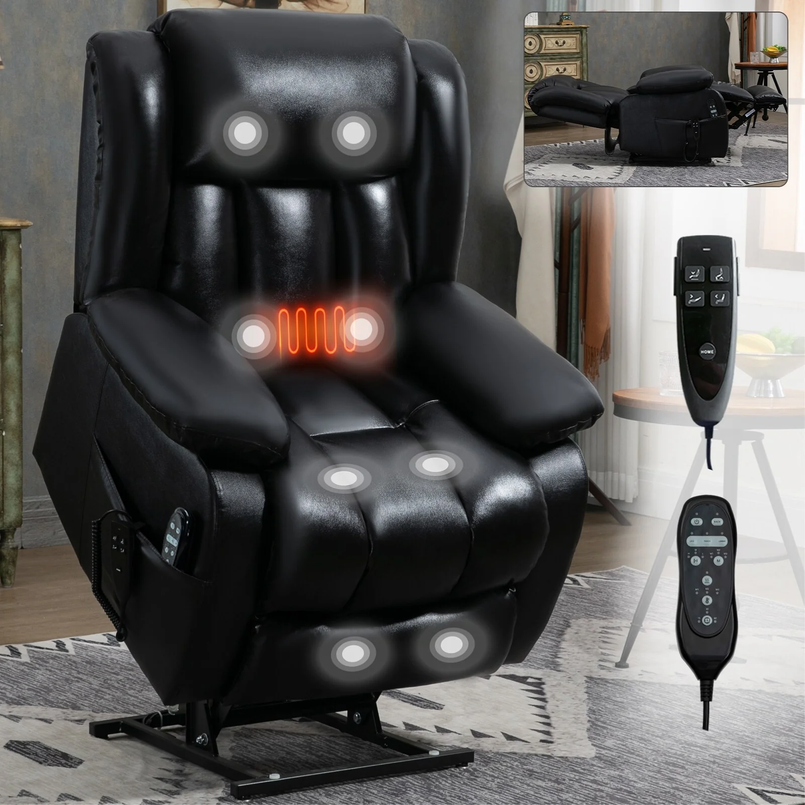 Power Lift Recliner Chair with 8-Point Vibration Massage
