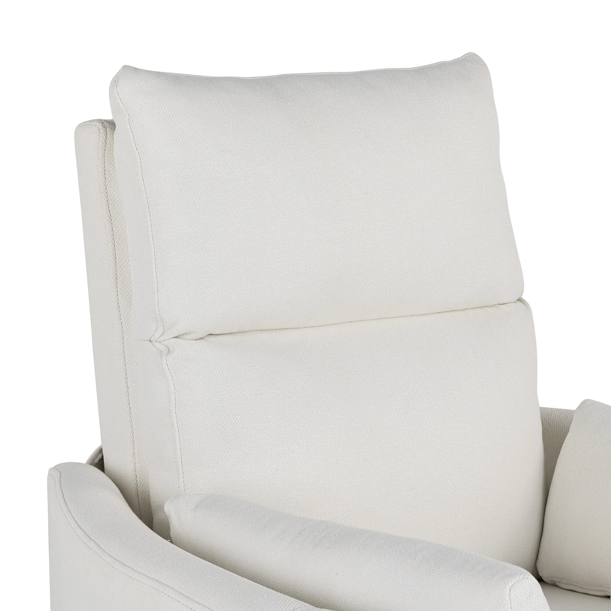 Beige Upholstered Swivel Rocker Recliner Chair with Manual Adjustment, 360�� Swivel, and Two Removable Pillows
