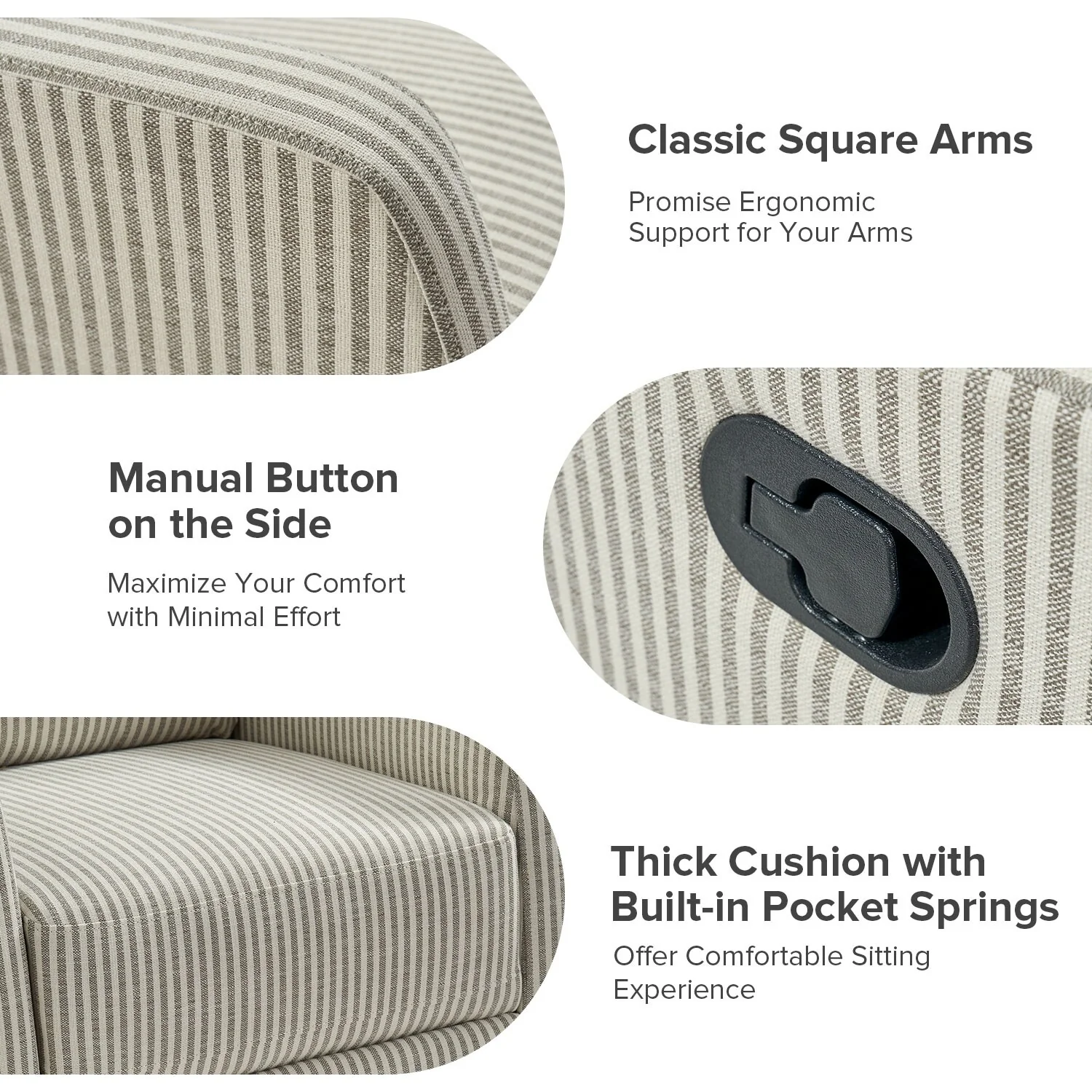 Diana Modern Polyester 360-degree Swivel Rocker Recliner by HULALA HOME