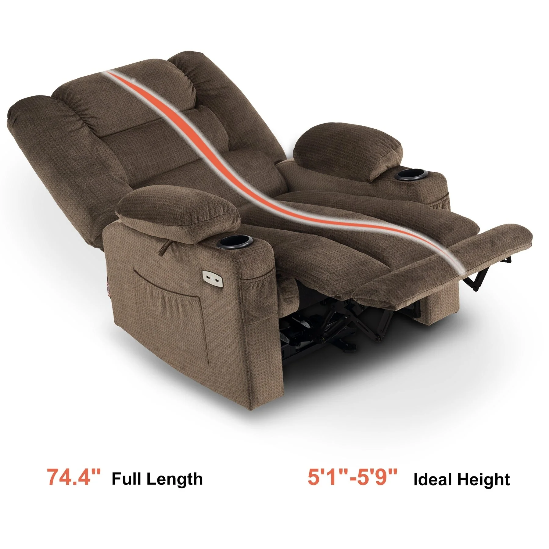 MCombo Electric Power Recliner Chair with Heat and Massage, Fabric 6079/PR670