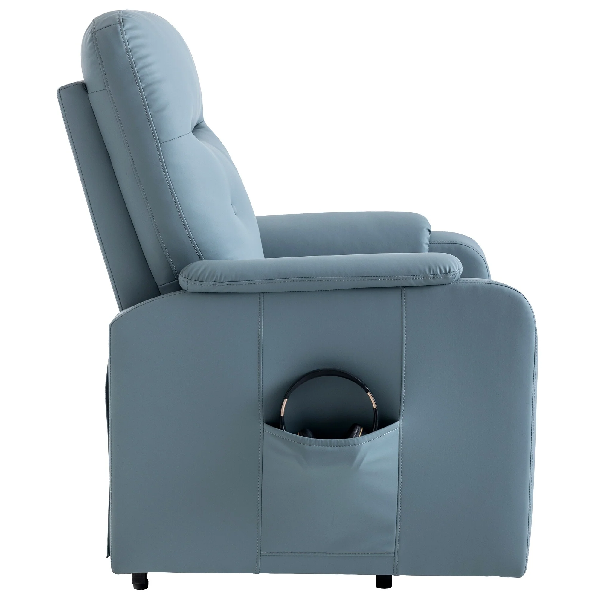 Blue Power Lift Recliner with Massage, Heat, and Side Pocket