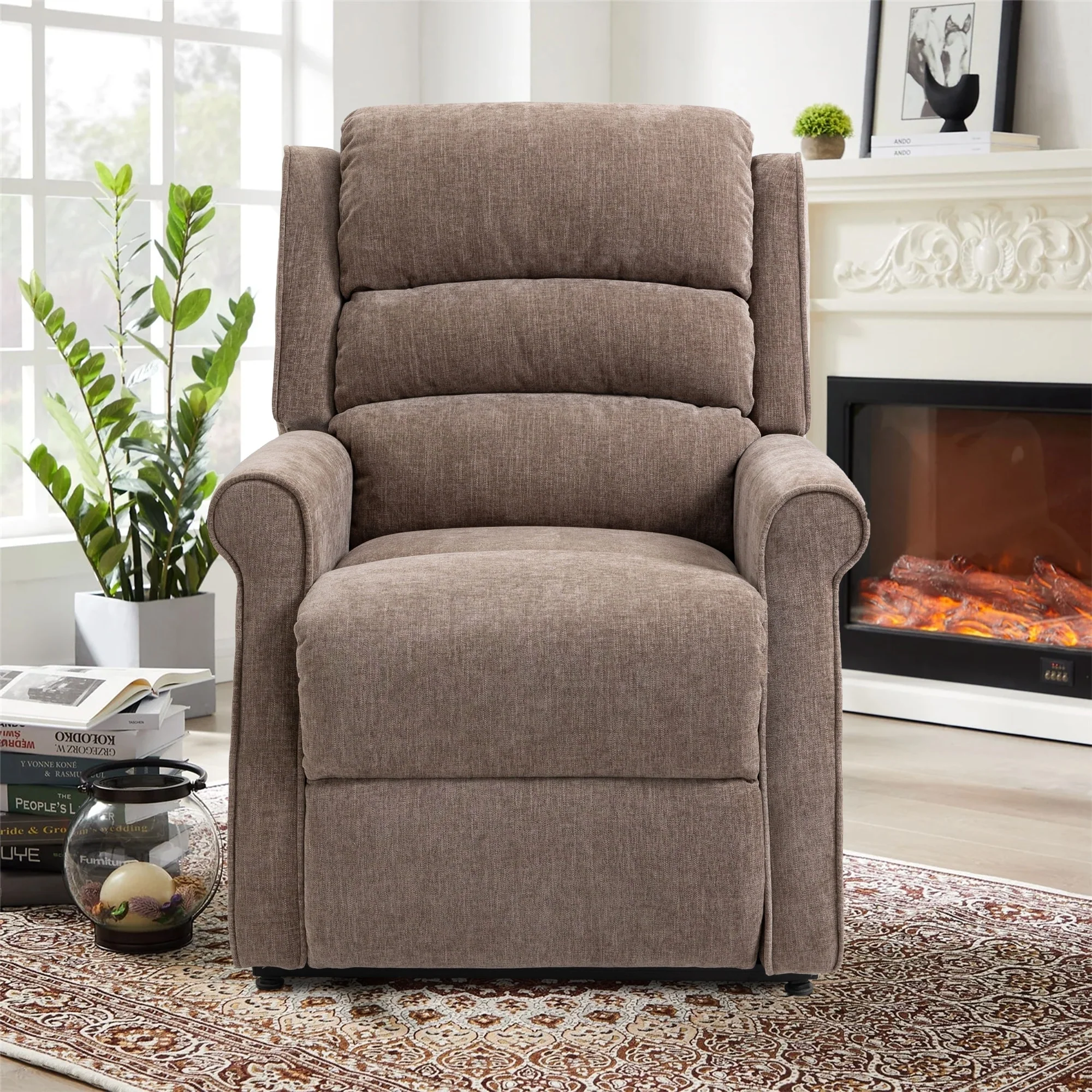 Clihome Chenille Fabric Power Lift Recliner Chair with Massage