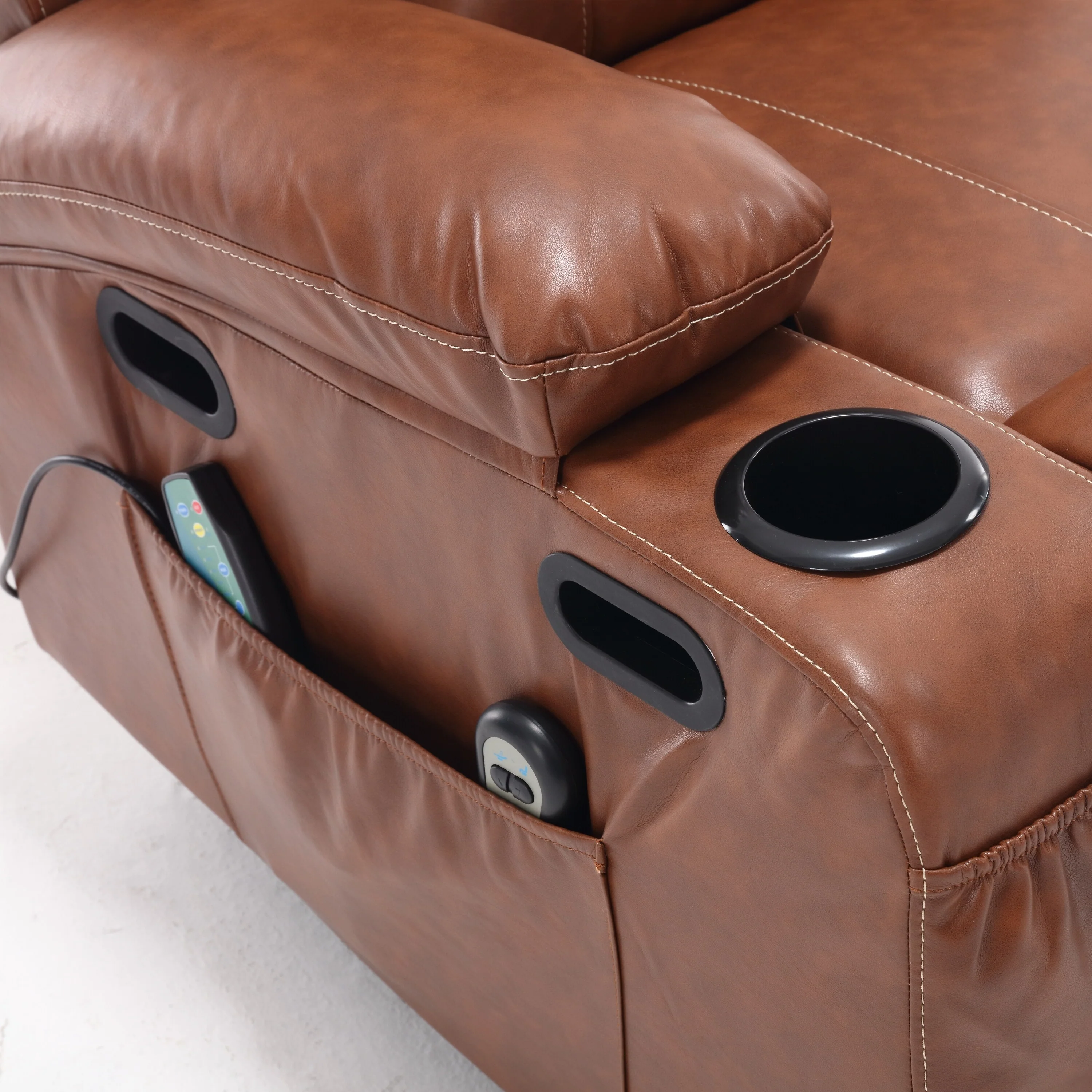 PU Leather Power Lift Recliner with Massage, Heating & Cup Holders