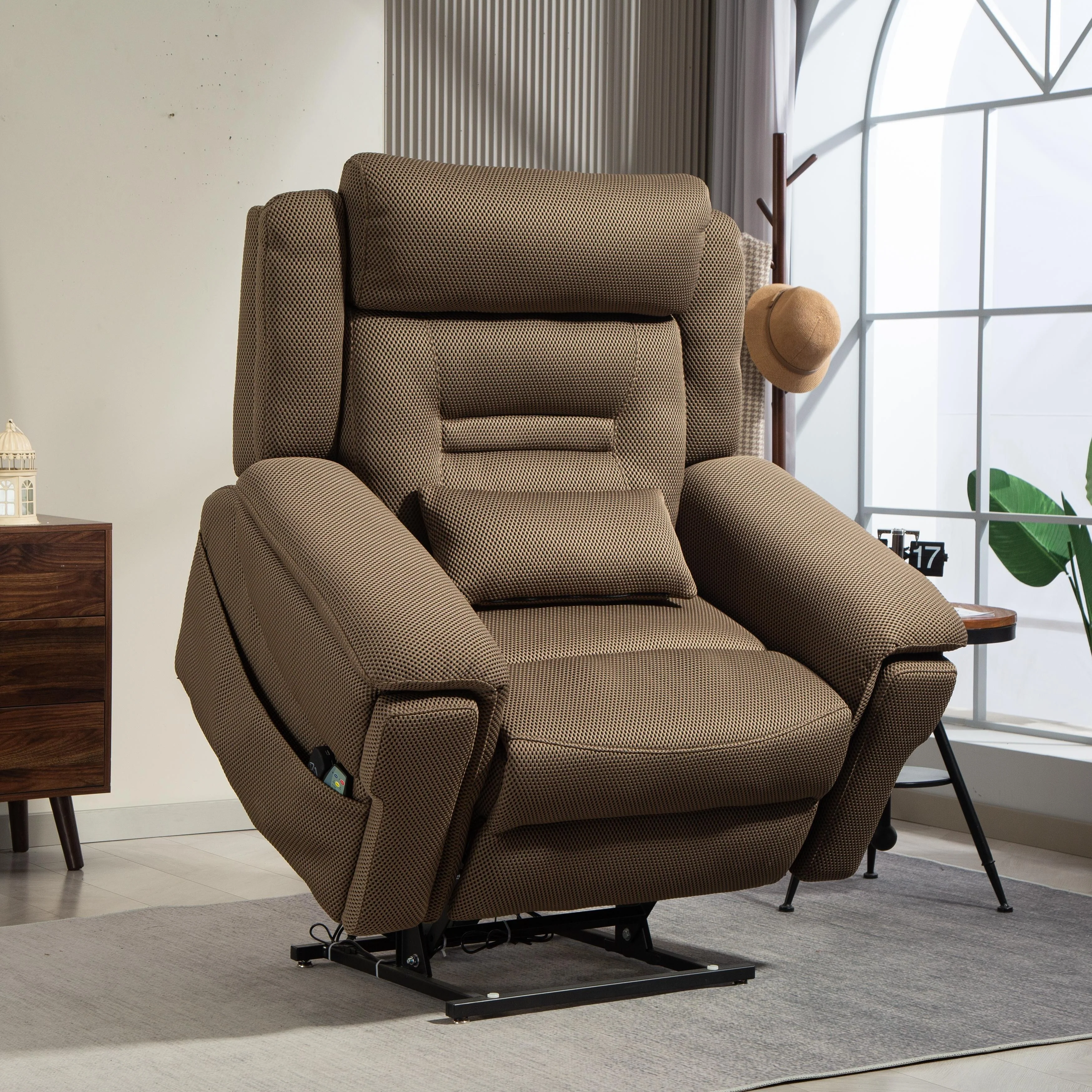 50'' Oversized Dual Motor Power Recliner Lift Chair with Massage and Heat��Mesh Fabric