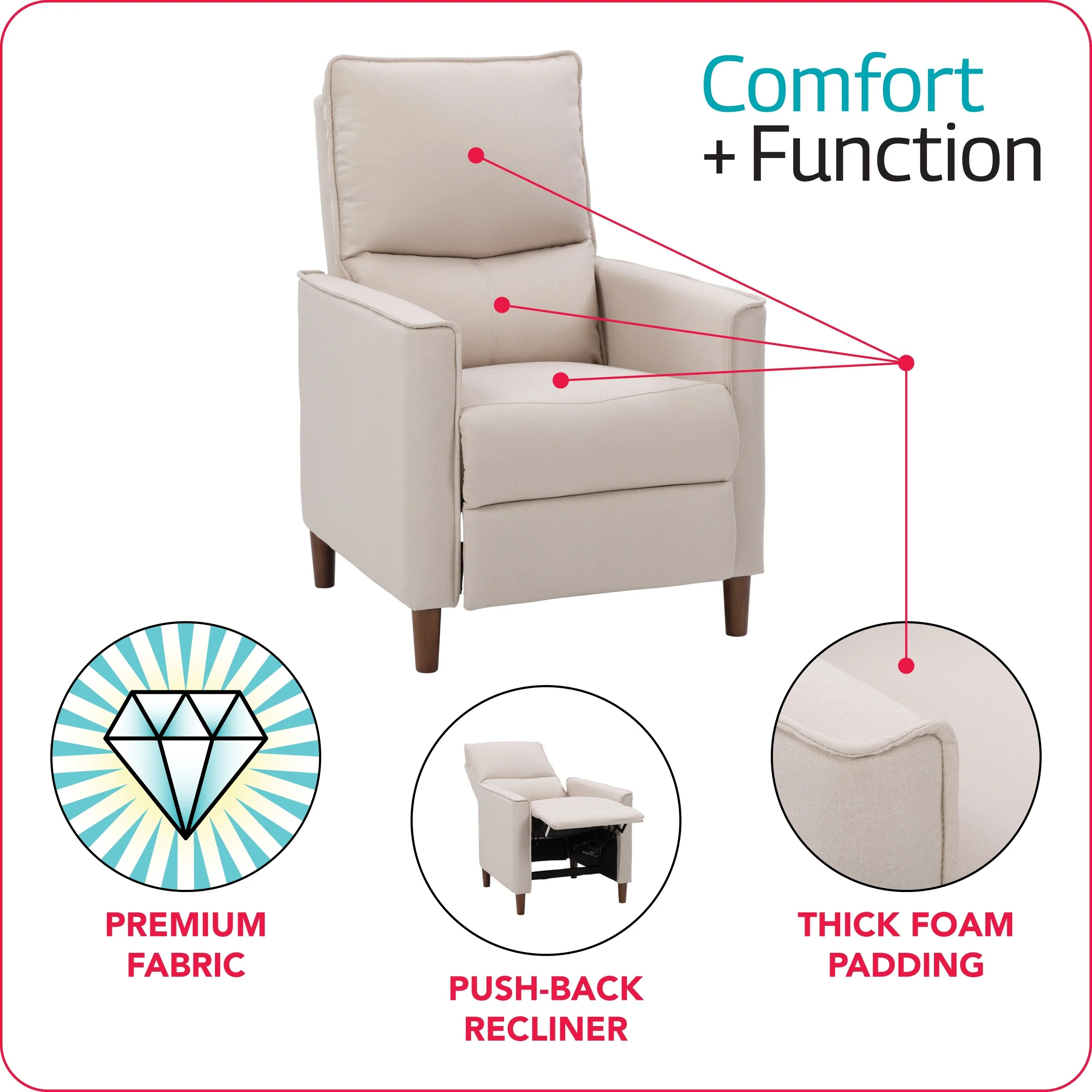 High-Leg Manual Recliner with Footrest