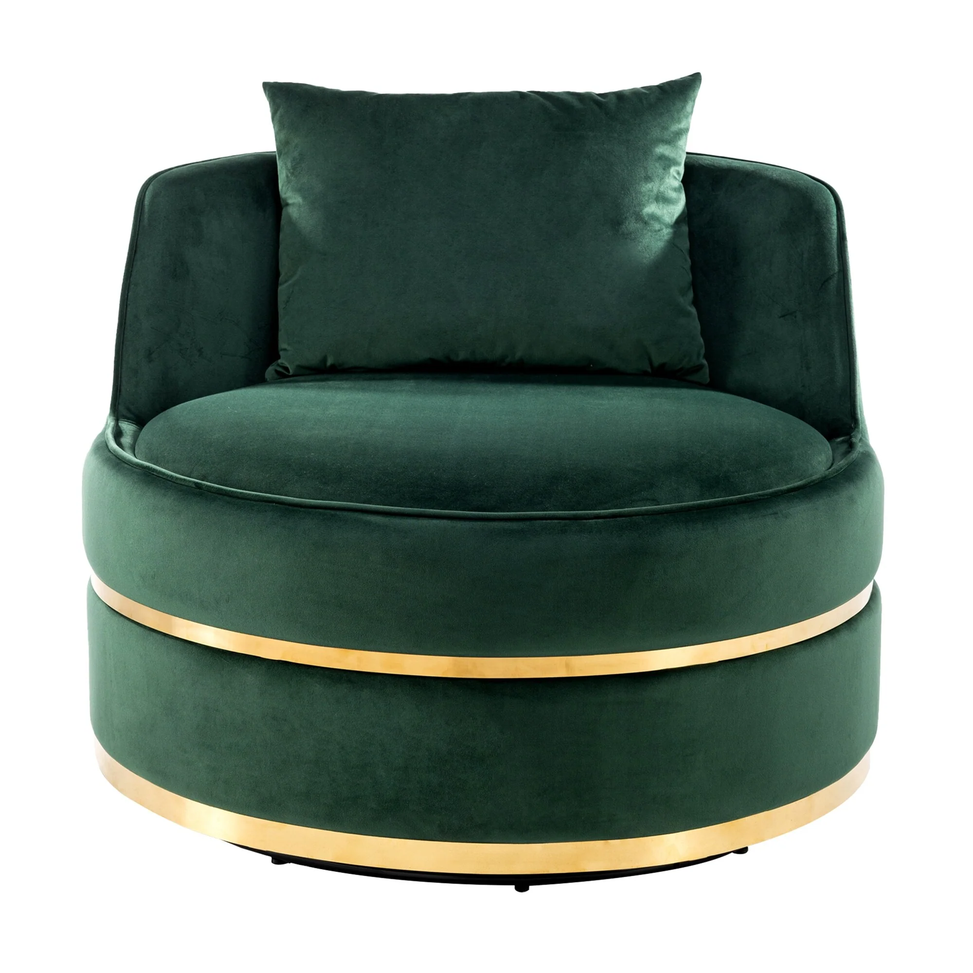 Velvet 360�� Swivel Accent Chair with Seat Cushion, Upholstered Barrel Chair with Stainless Steel Base Living Room Chair
