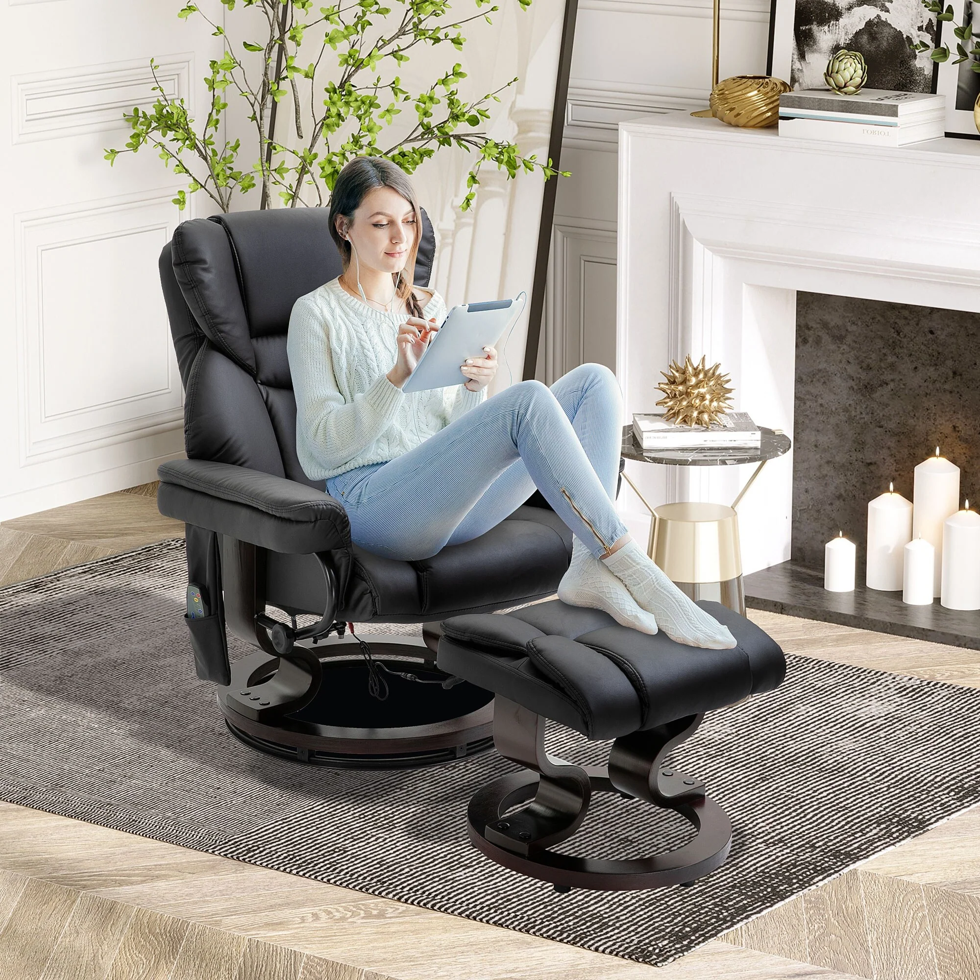 Massage Recliner Chair with Ottoman Footrest