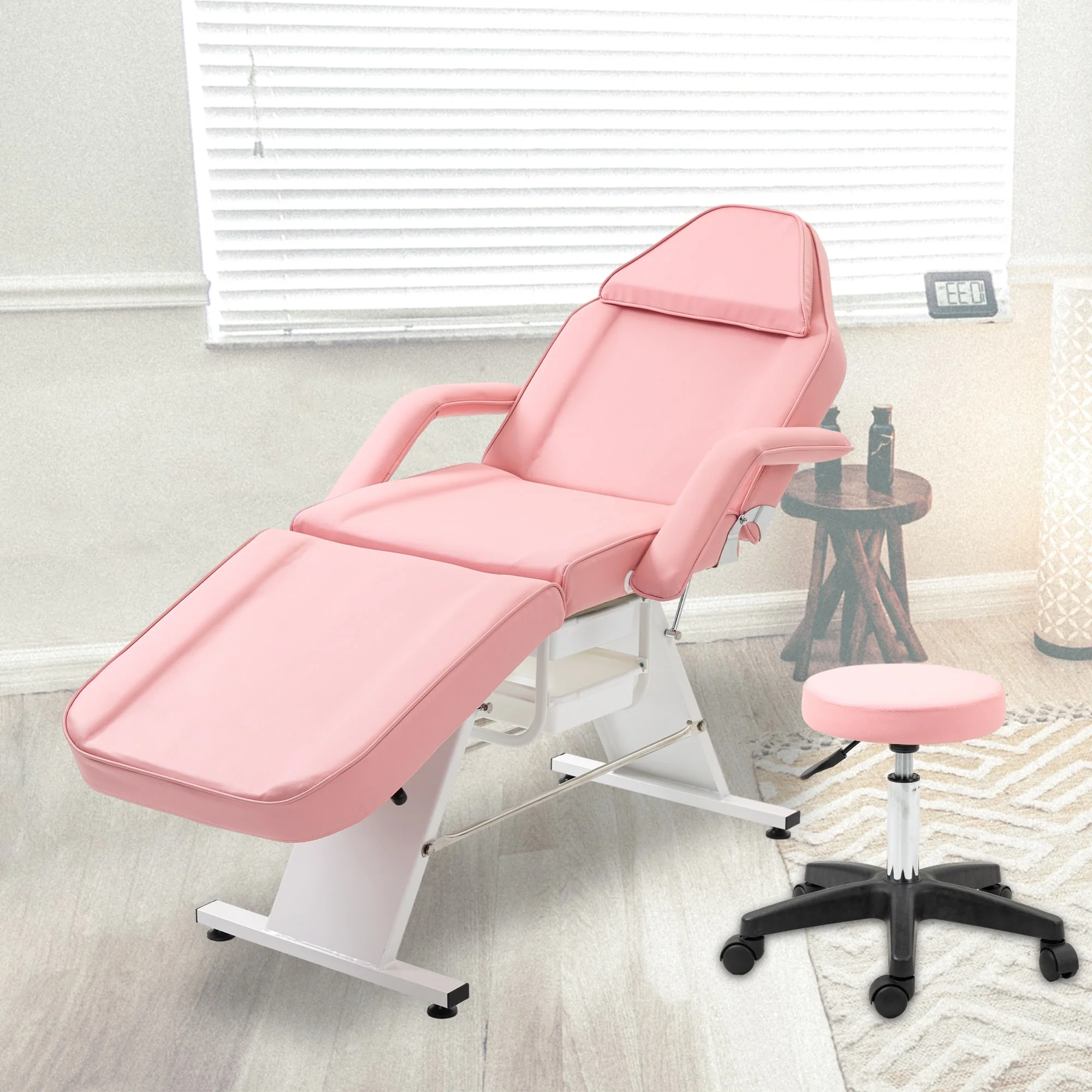 Professional Massage Spa Salon Bed Chair, Folding Lash Bed with Hydraulic Stool Adjustable Facial Chair Bed