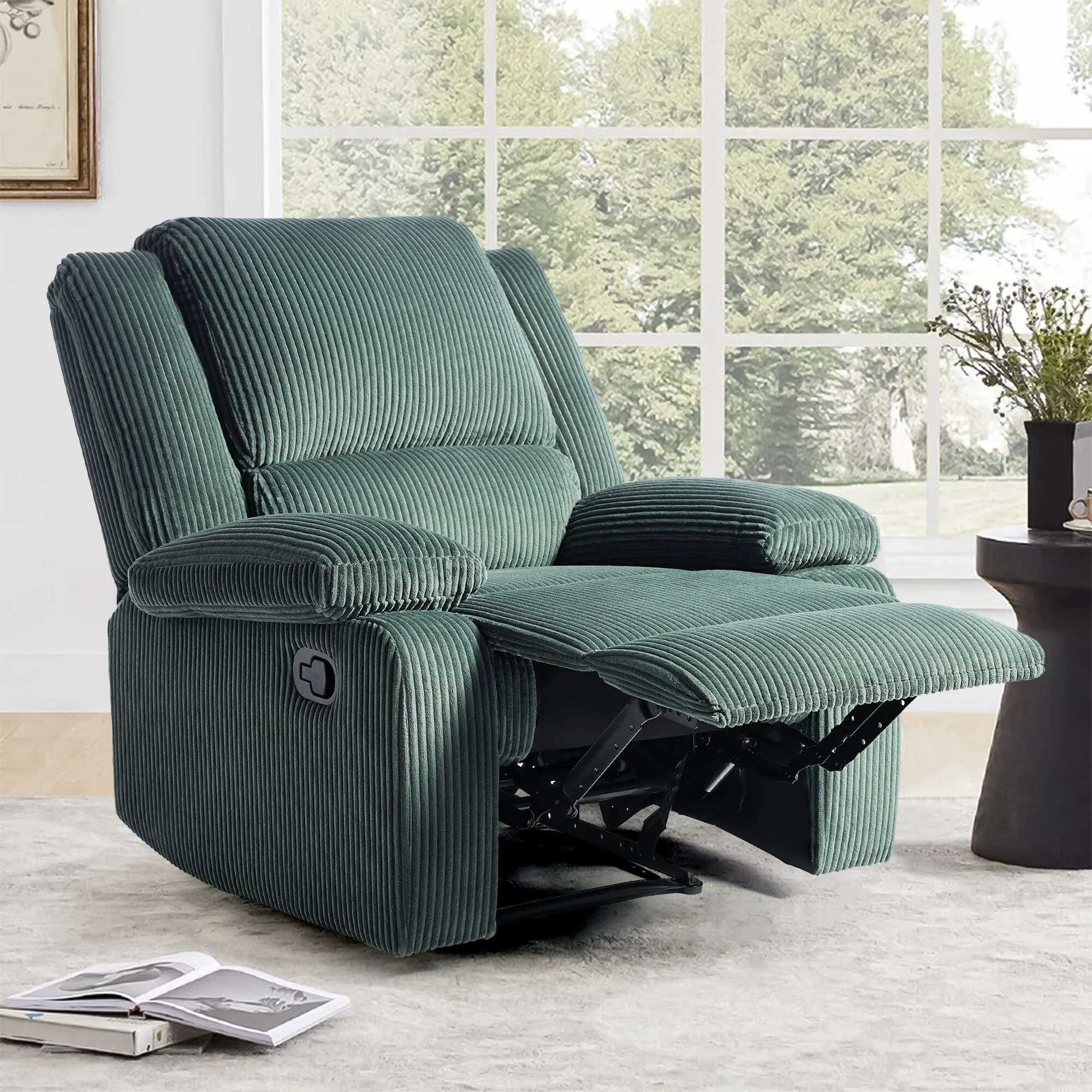 Vegan Leather Upholstered Push Back Manual Recliner Chair