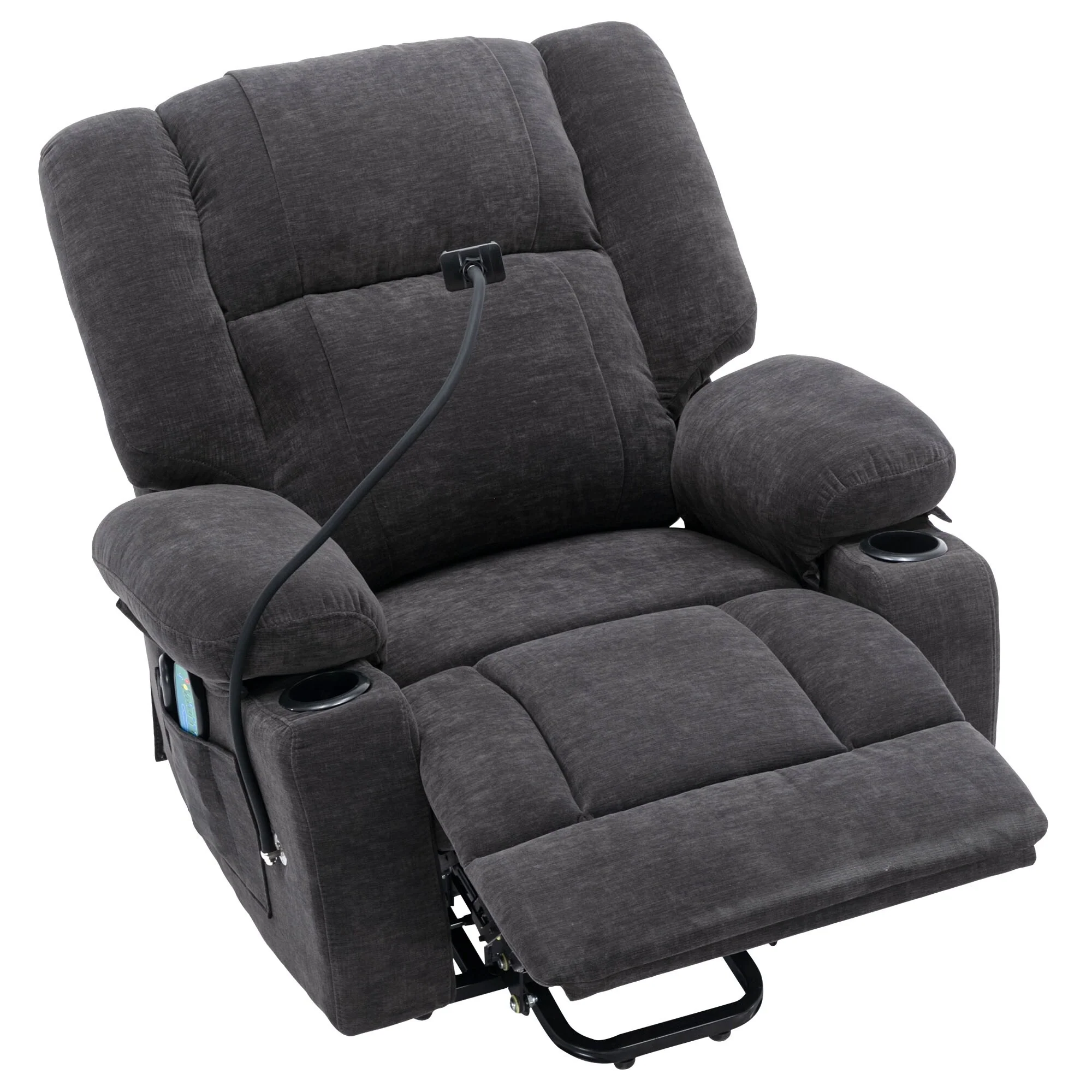 Electric Power Lift Recliner with Massage, Heat, Cup Holders, and Swivel