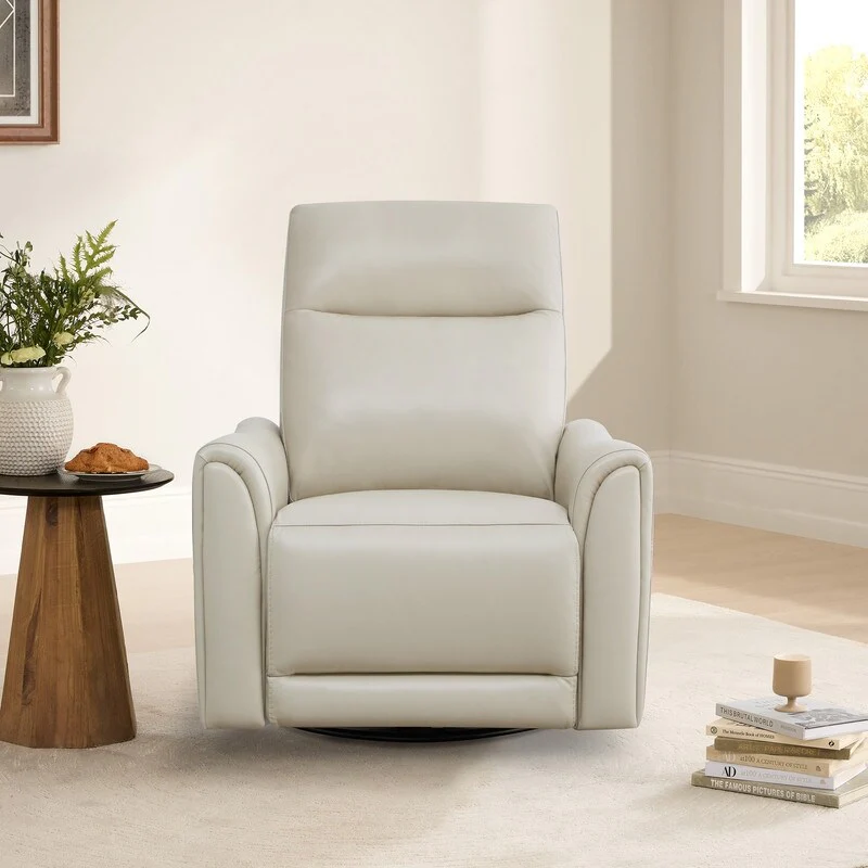 Farley Power Swivel Genuine Leather Recliner Chair Nursery Glider