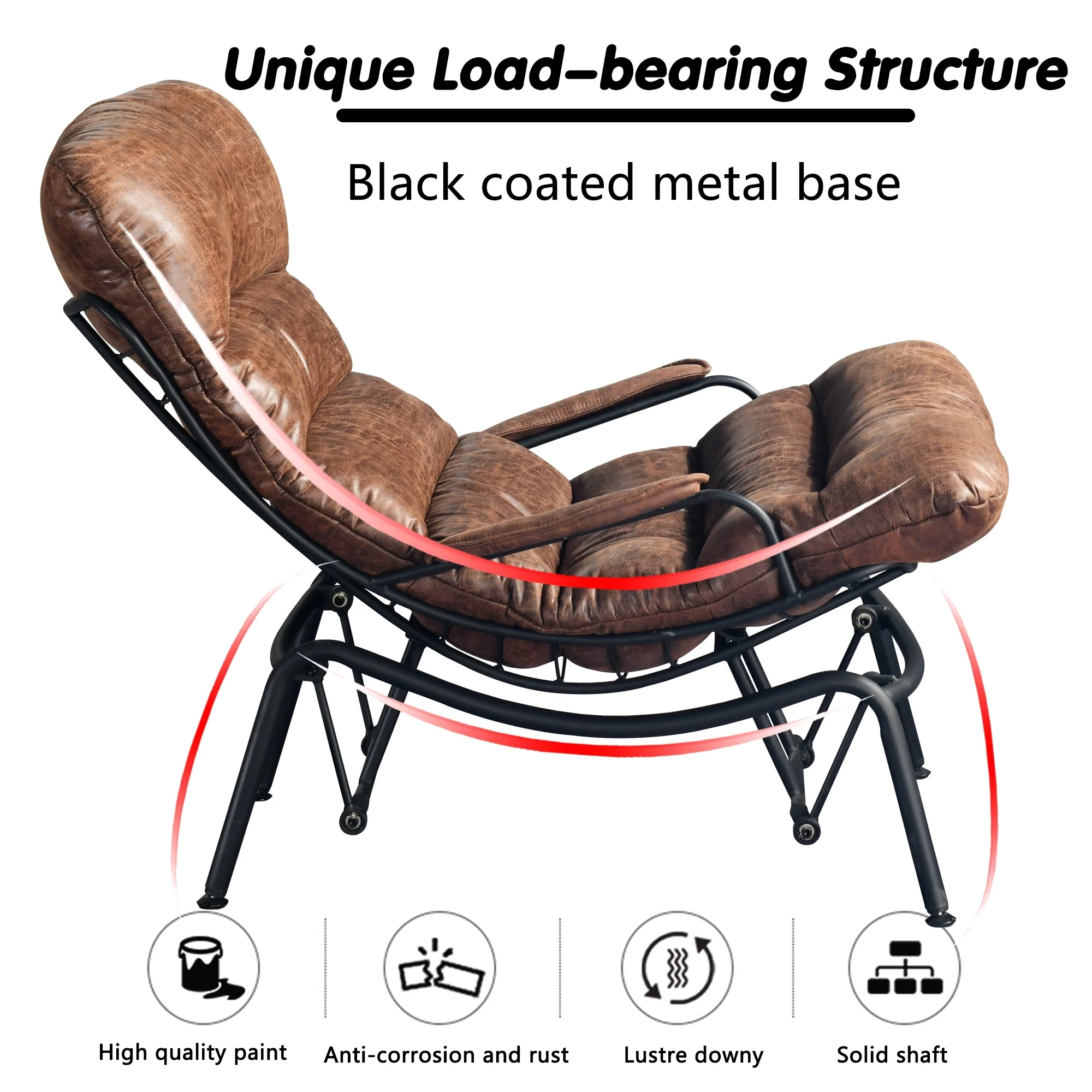 OVIOS Living Room Accent Chair Rocking Recliner Chair with Ottoman