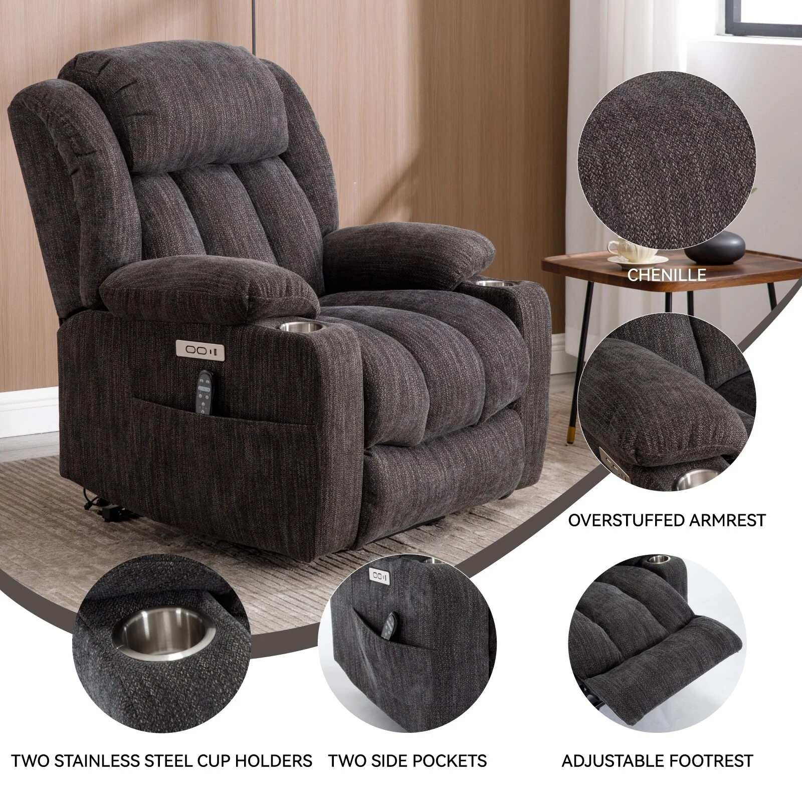 Chenille Power Lift Recliner Chair