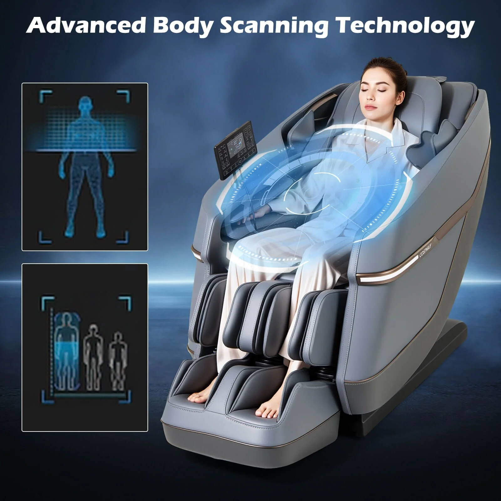 Costway Full Body Zero Gravity Massage Chair with Airbags Waist Heater