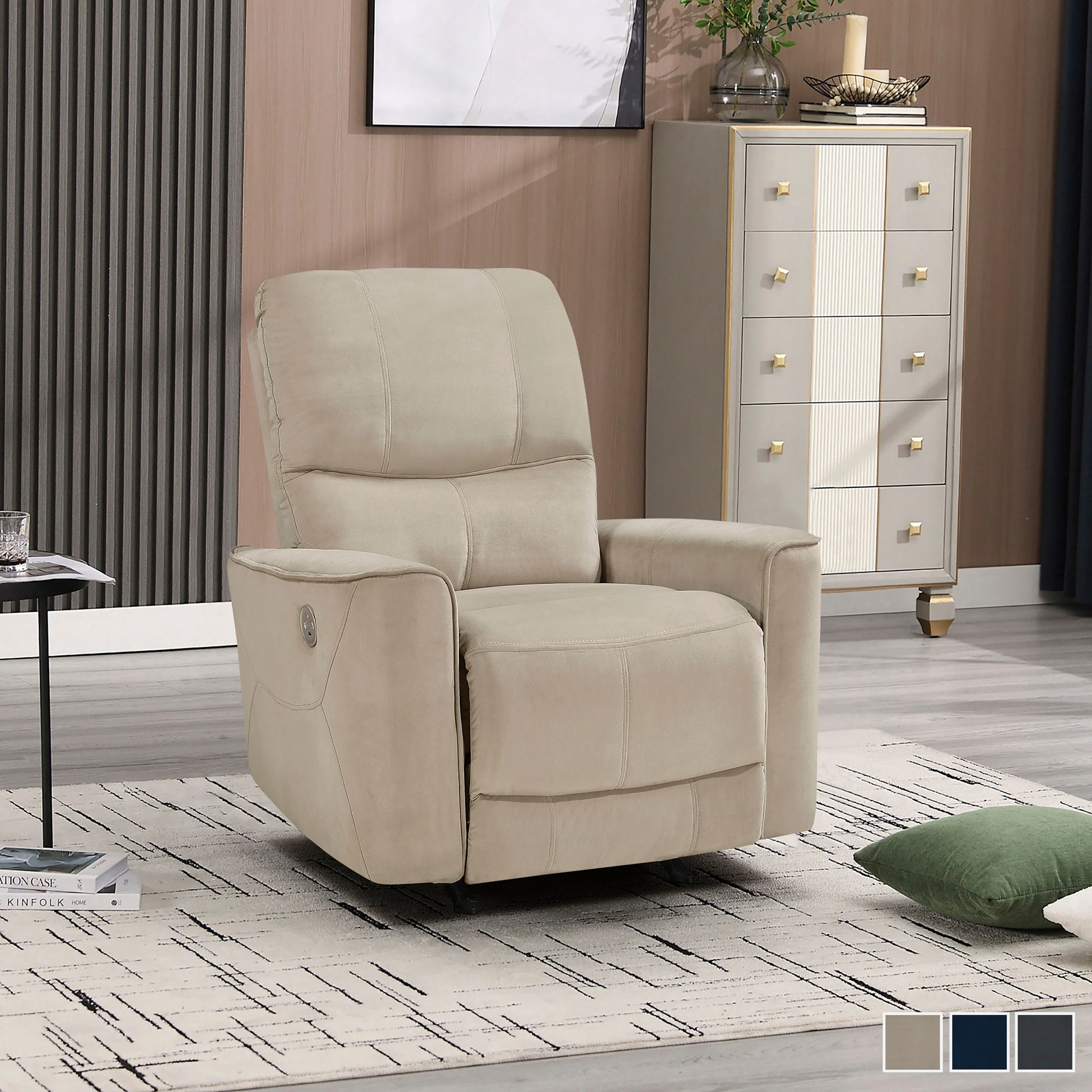 Ripon Velvet Power Rocker Reclining Chair