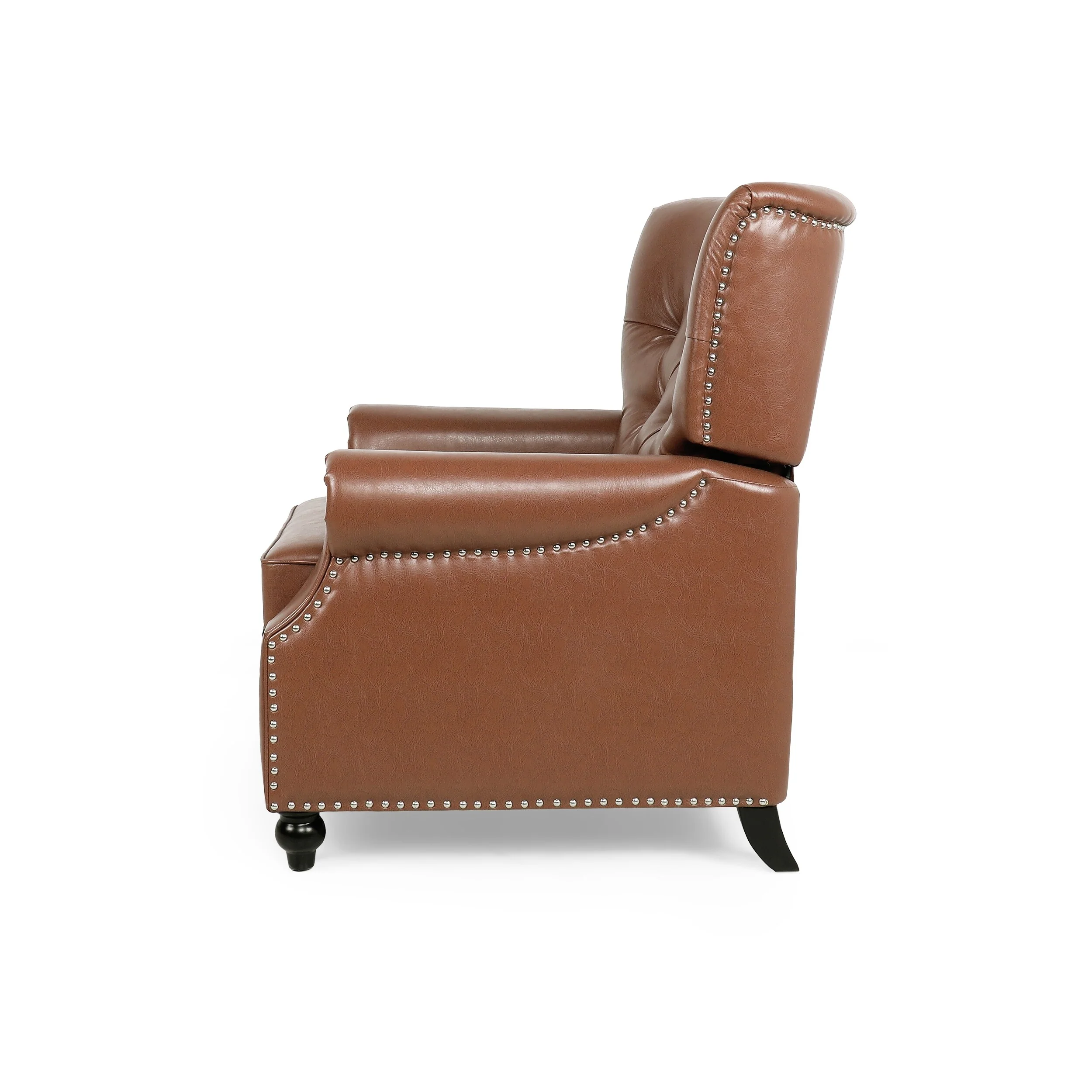 Button?Tufted Push?Back Recliner Chair with Nailhead & Rolled Arms