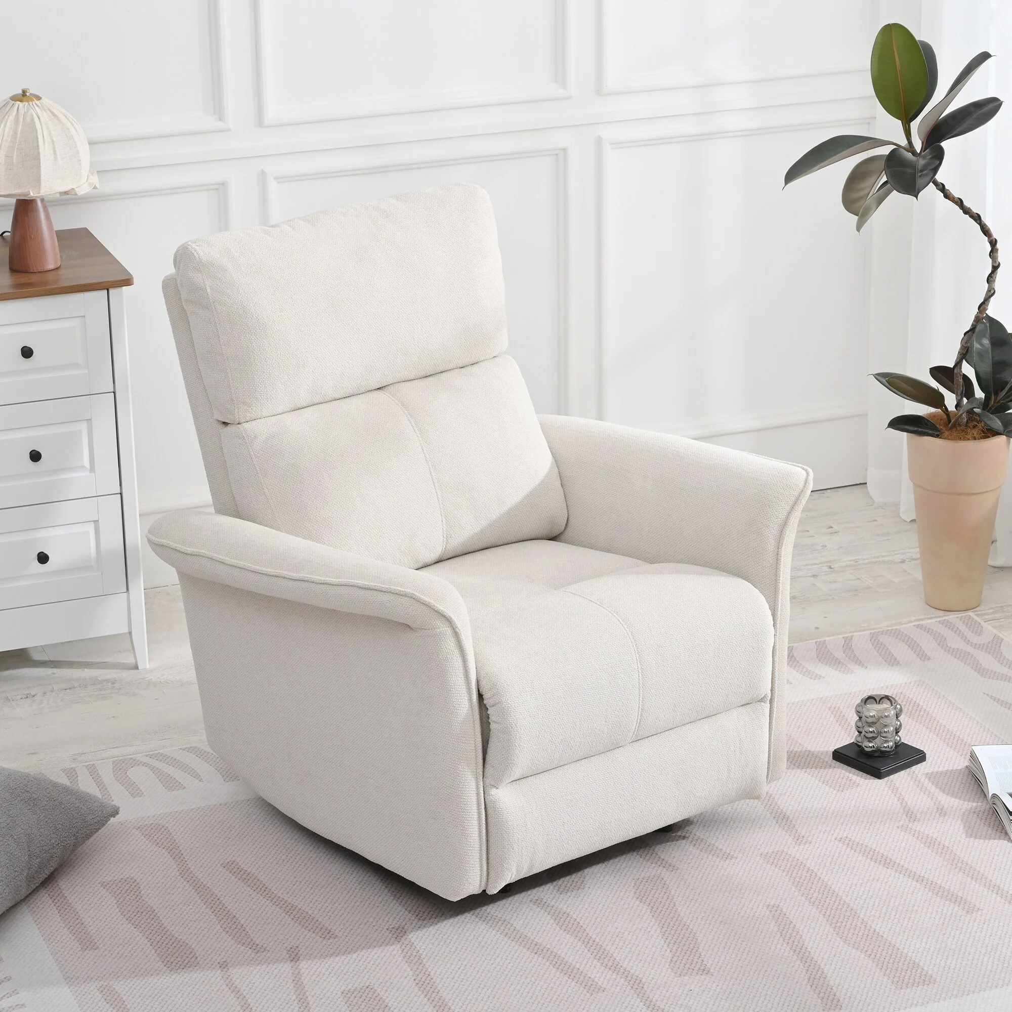 Manual Rocker Recliner Chair,Manual Rocking Glider Recliner,Fabric Nursery Chair,Single Sofa Recliner,Wide Armrests