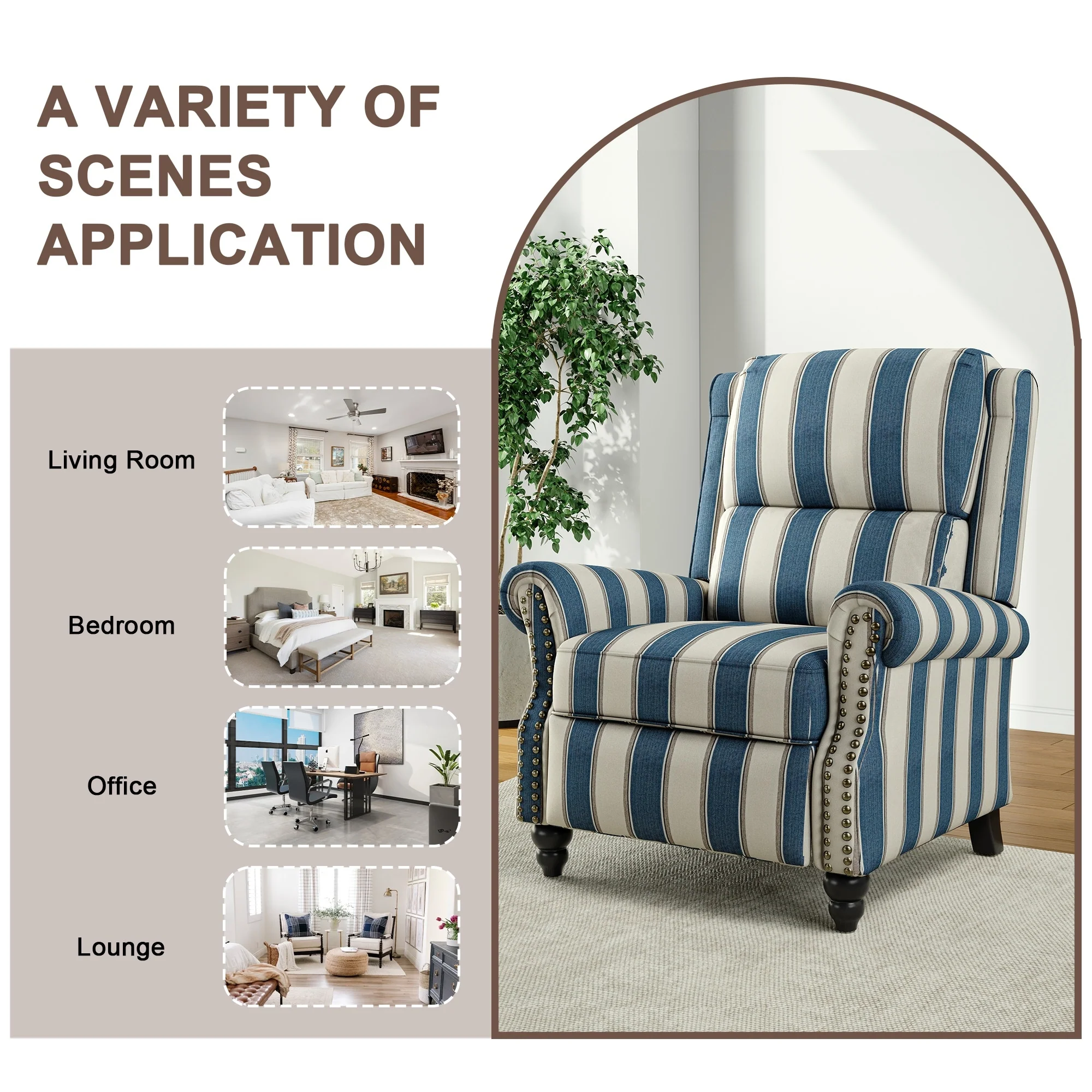 Alisa 35'' W Vegan Leather/ Linen Glider Push Back Recliner Chair