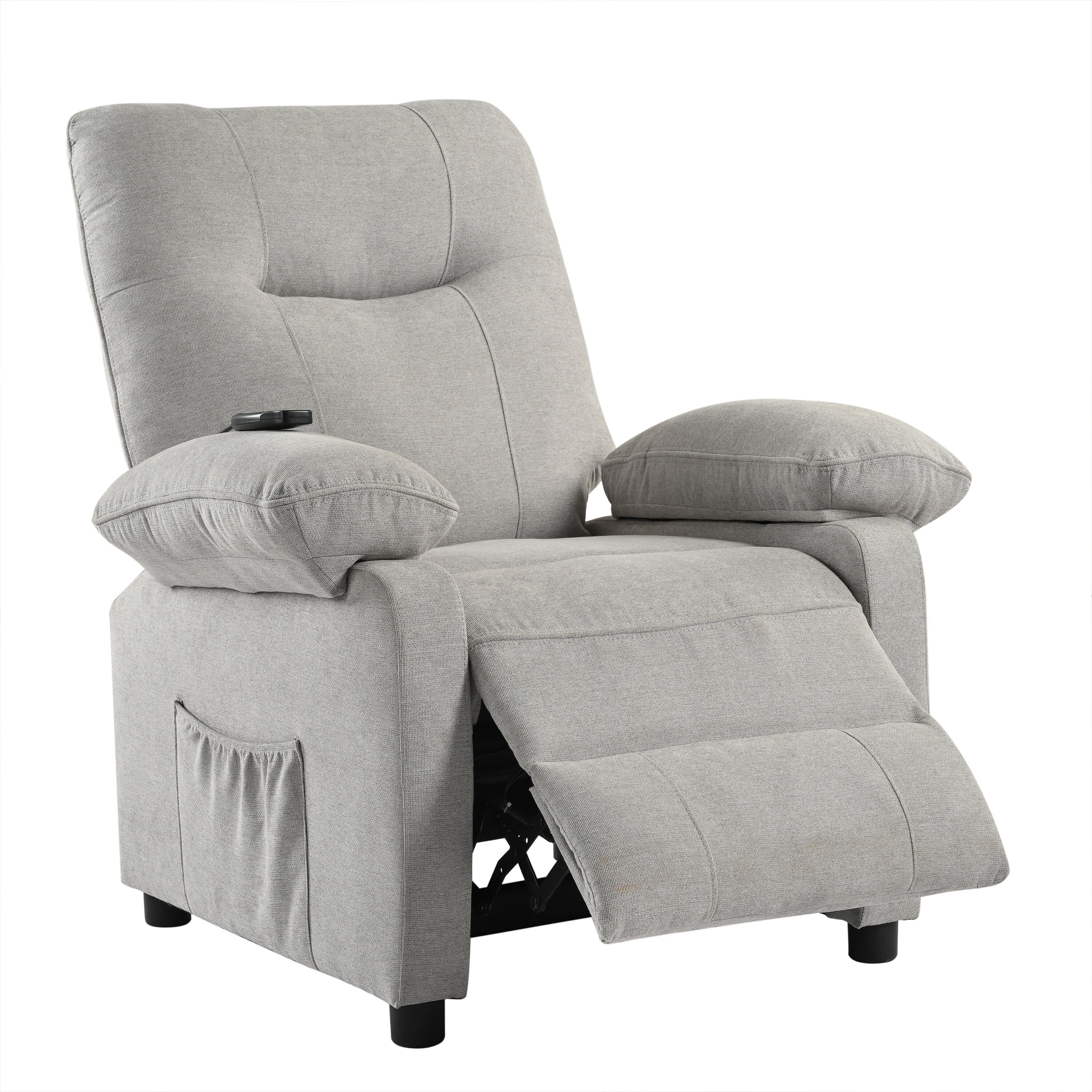 Black Manual Recliner with Massage, Heat, and Solid Wood Frame