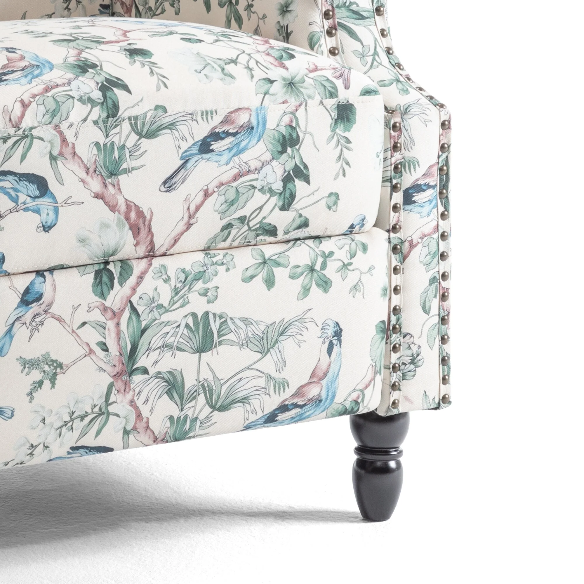 Linen Manual Upholstered Recliner with Wood Legs