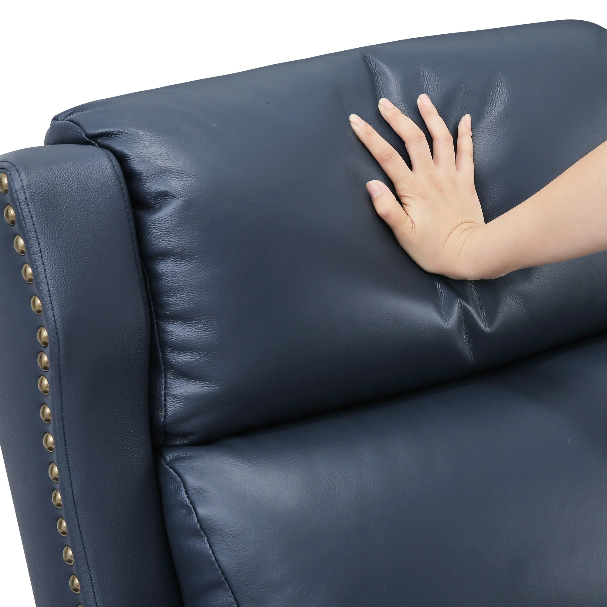 COZYMAN Modern Genuine Leather Push Back Recliner Adjustable Recliner Chair with 3-Position Seat