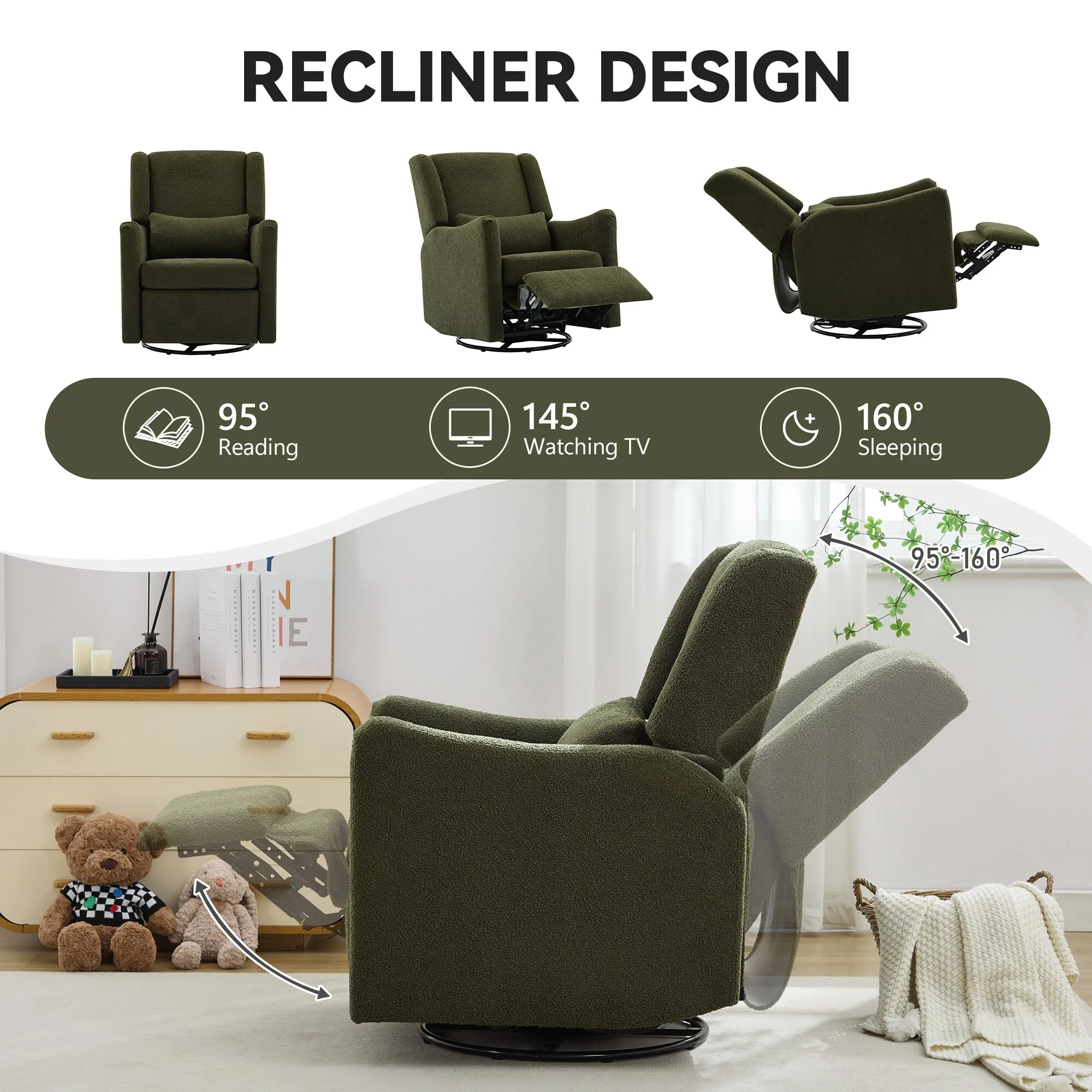 29.5'' Wide Wingback Swivel Rocker Recliner Chair