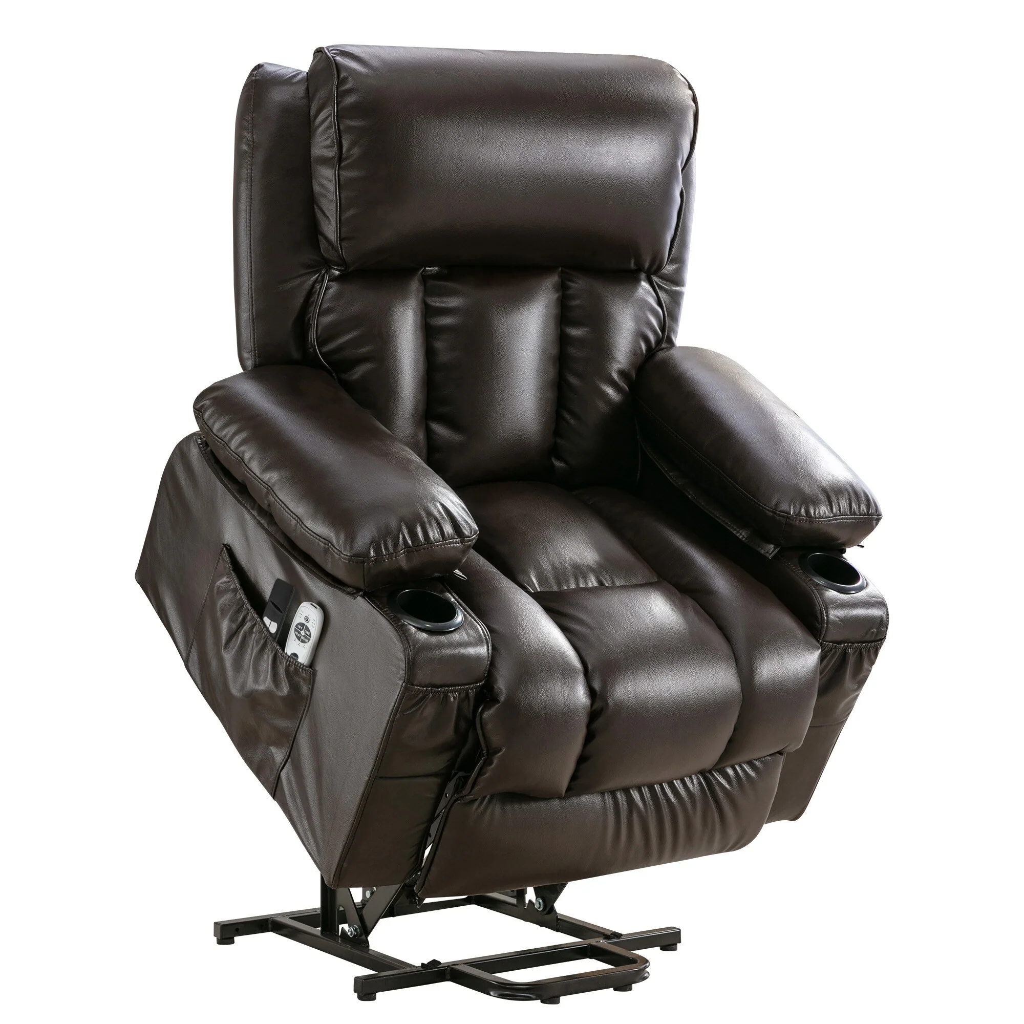 Power Lift Faux?Leather Recliner Chair with Massage, Heat & USB