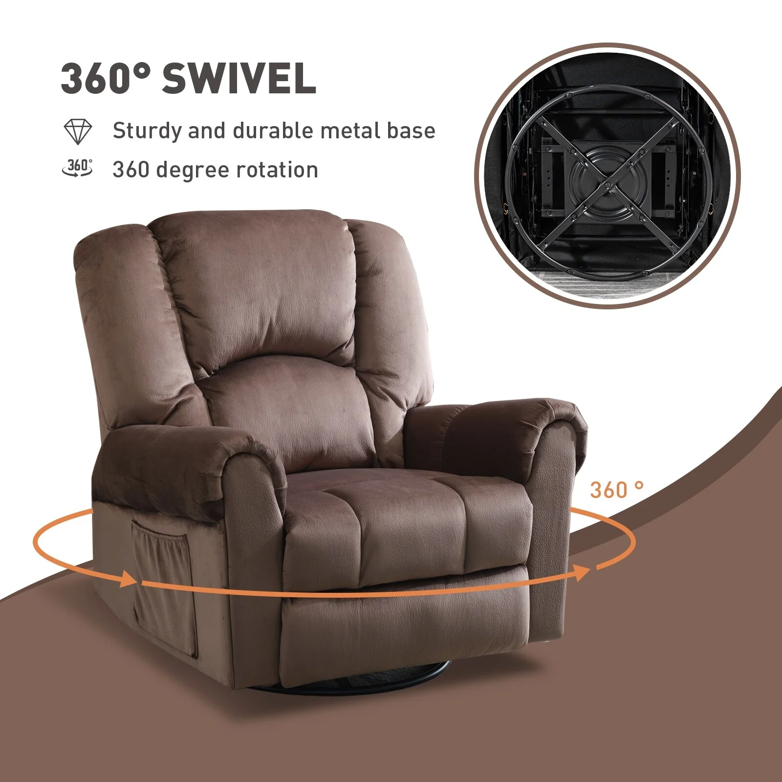 Swivel Rocker Recliners Rocking Swivel Recliner Chair With Massage And Heat With Side Pockets