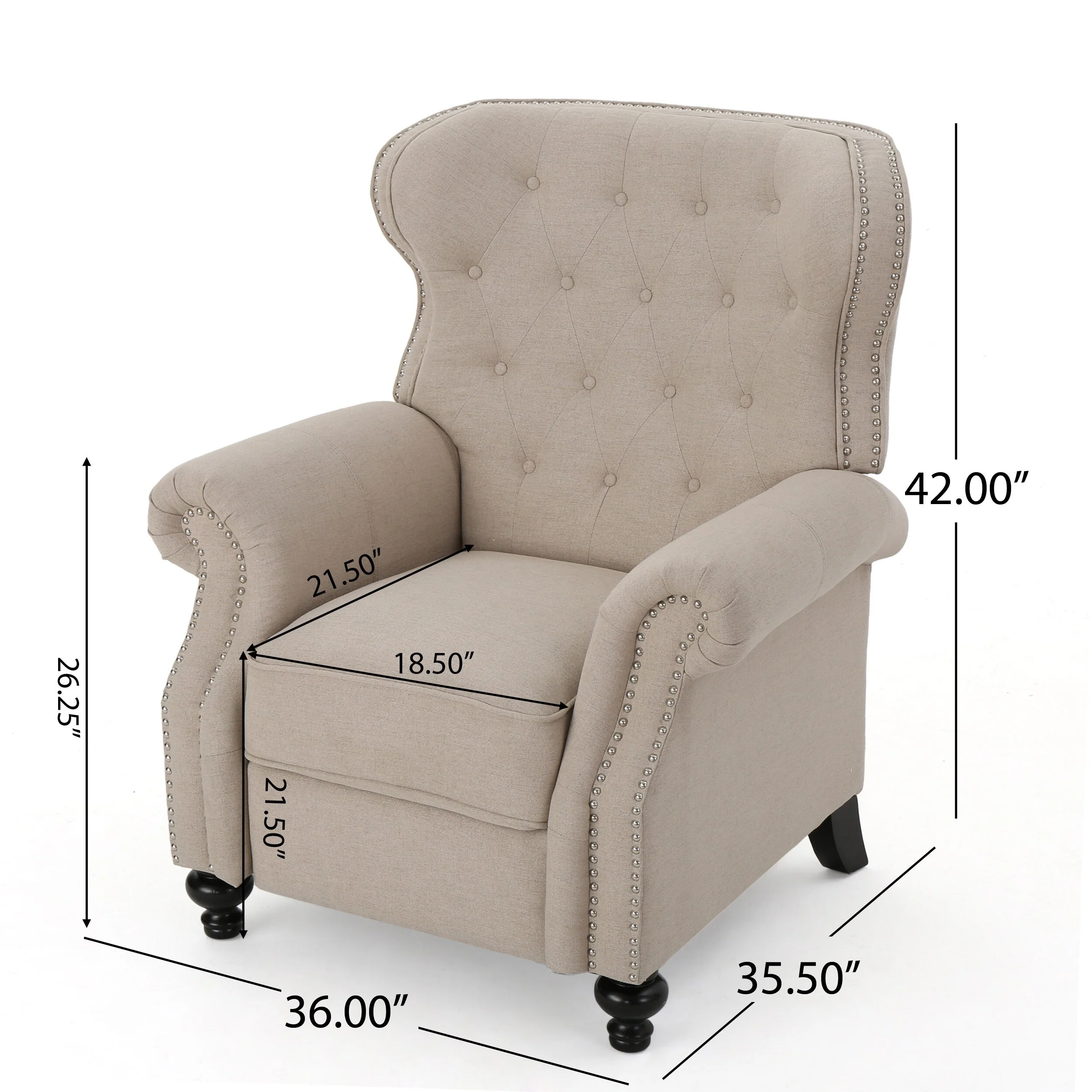 Diamond?Stitch Tufted Recliner Chair with Nailhead Trim