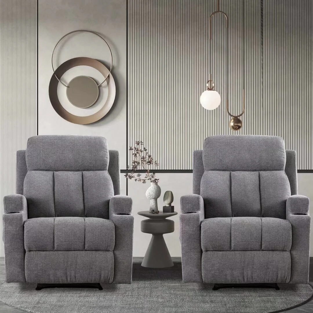 Massage Recliner and Manual Singles Sofa with Remote control