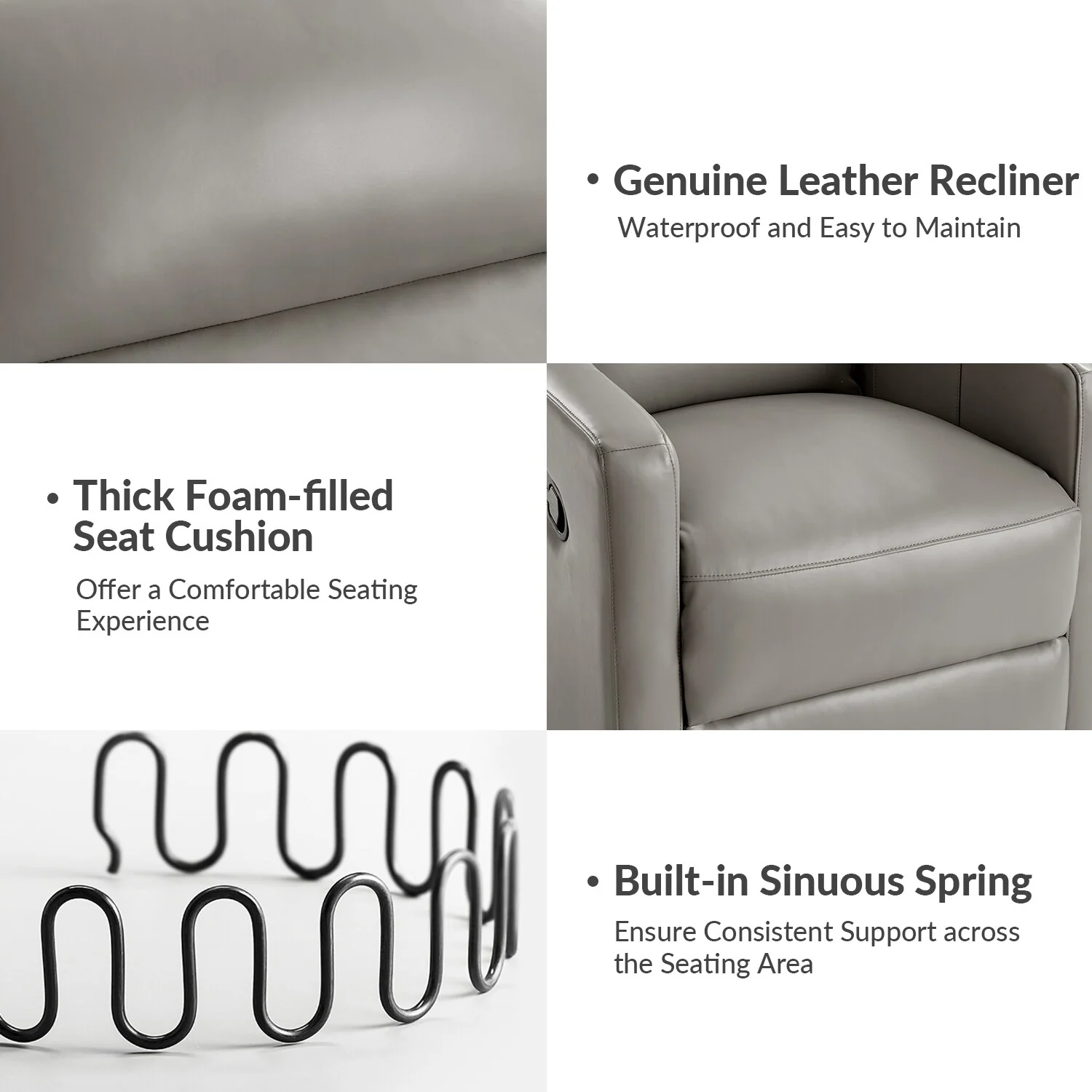 Josefa Modern Genuine Leather Swivel Rocker Recliner by Hulala Home