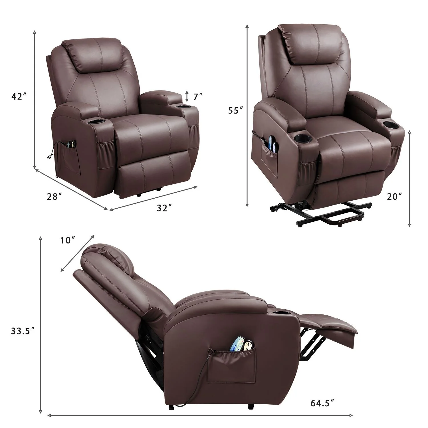 Homall Faux Leather Power Lift Recliner Chair with Massage