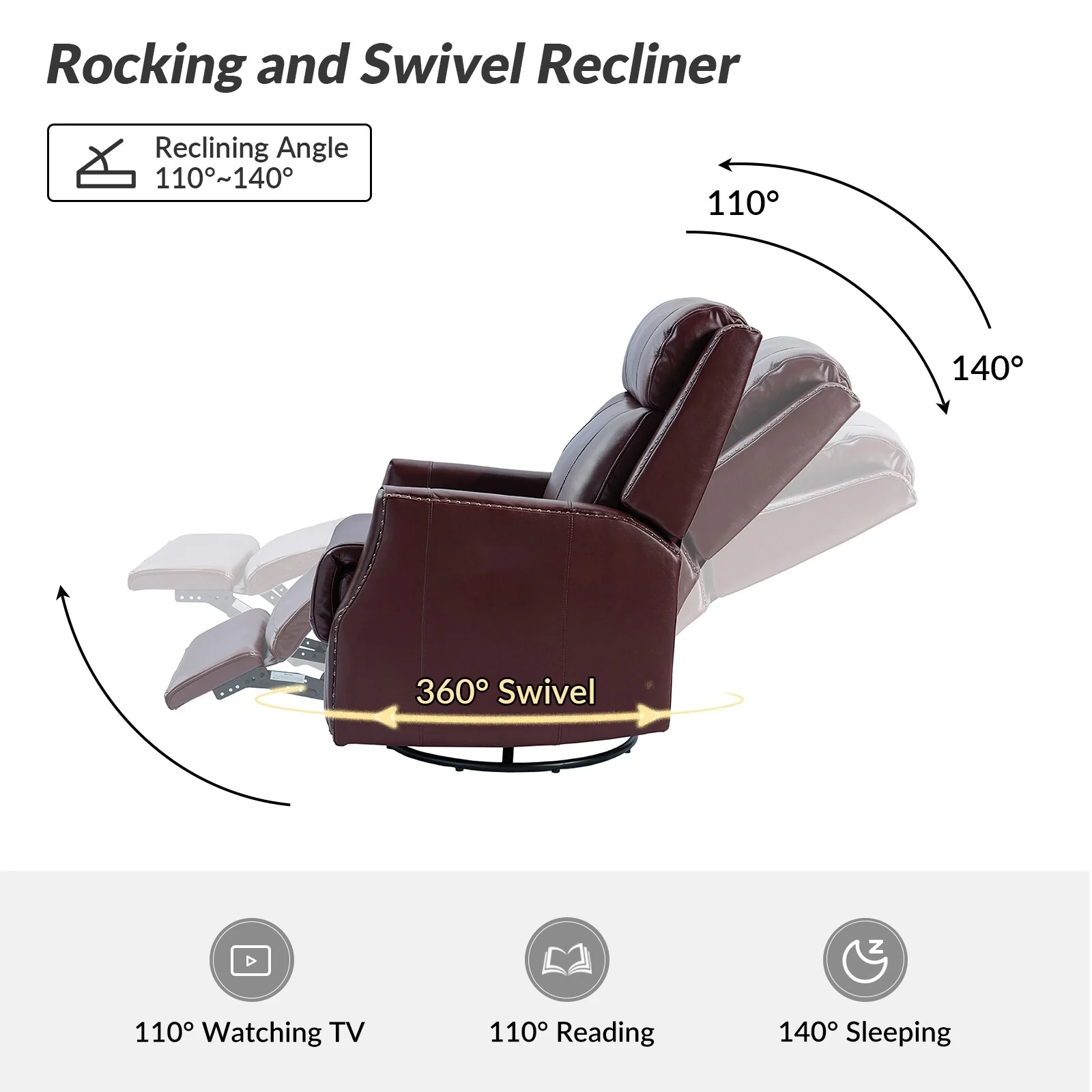 Demeter modern Genuine Leather Swivel Nursery Chair with Nailhead Trims Set of 2 by HULALA HOME