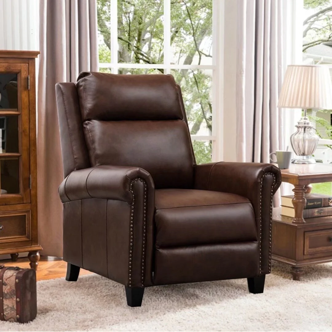 Ebello Genuine Leather Pushback Club Recliner Chair