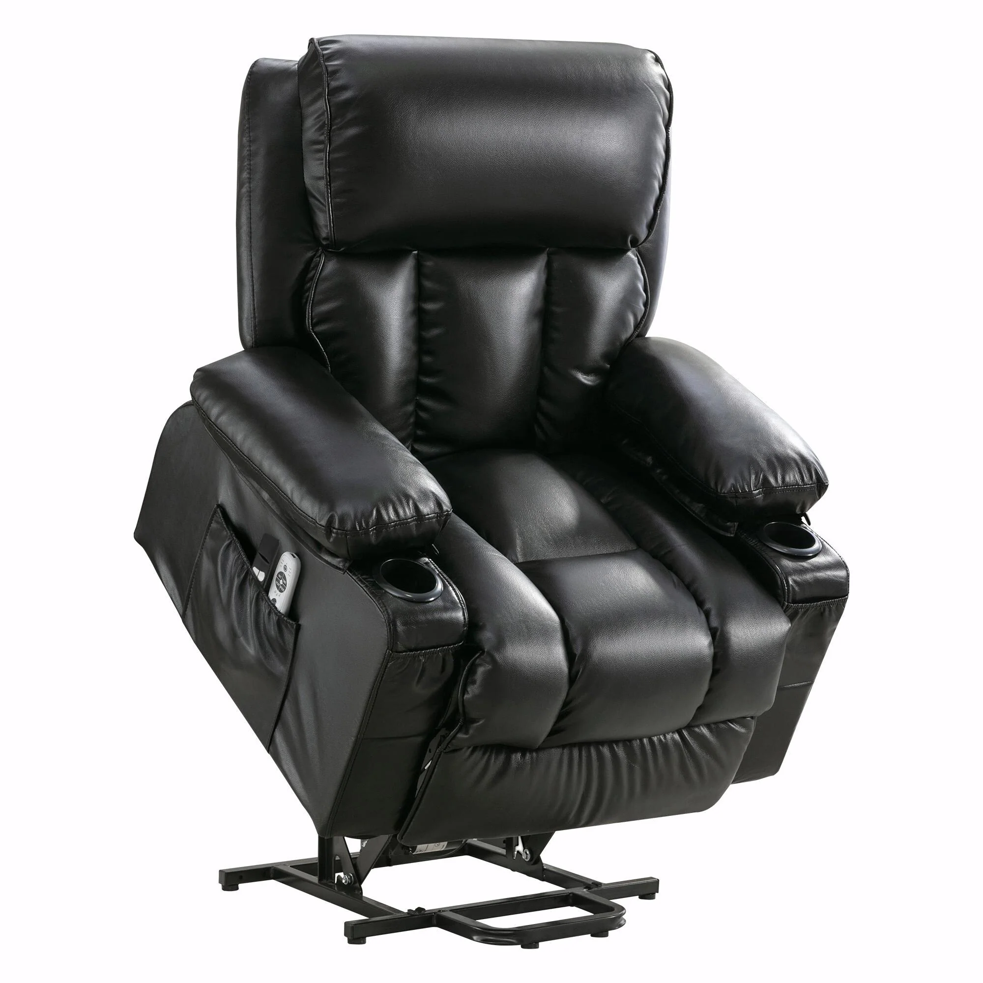Power Electric Massage Lift Lounge Chair with Heating and Vibration Functions, Fleece Leather with USB