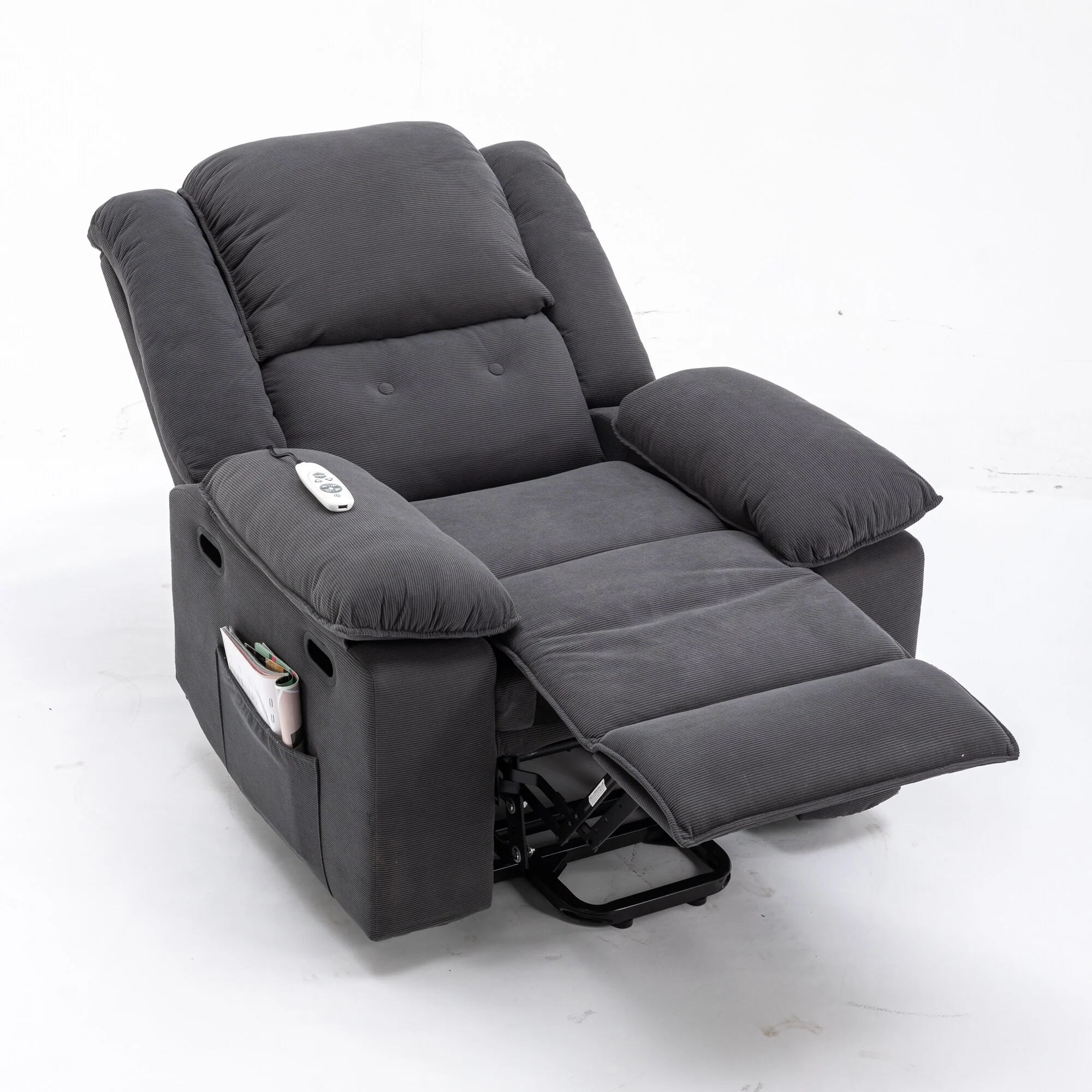 Beige Power Lift Recliner with Massage, Heating, Infinite Recline, Side Pockets, and Retractable Armrests