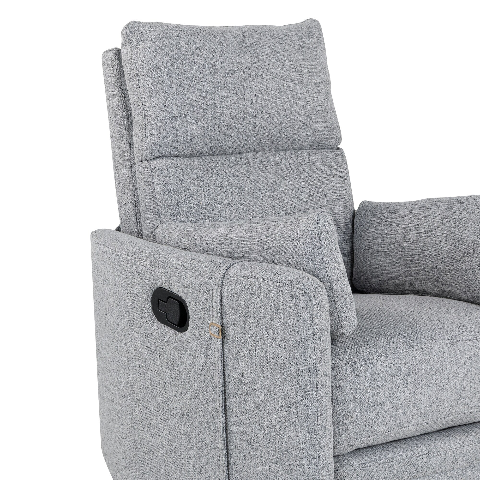 Beige Upholstered Swivel Rocker Recliner with Manual Recline, 360�� Swivel, and Two Removable Cushions