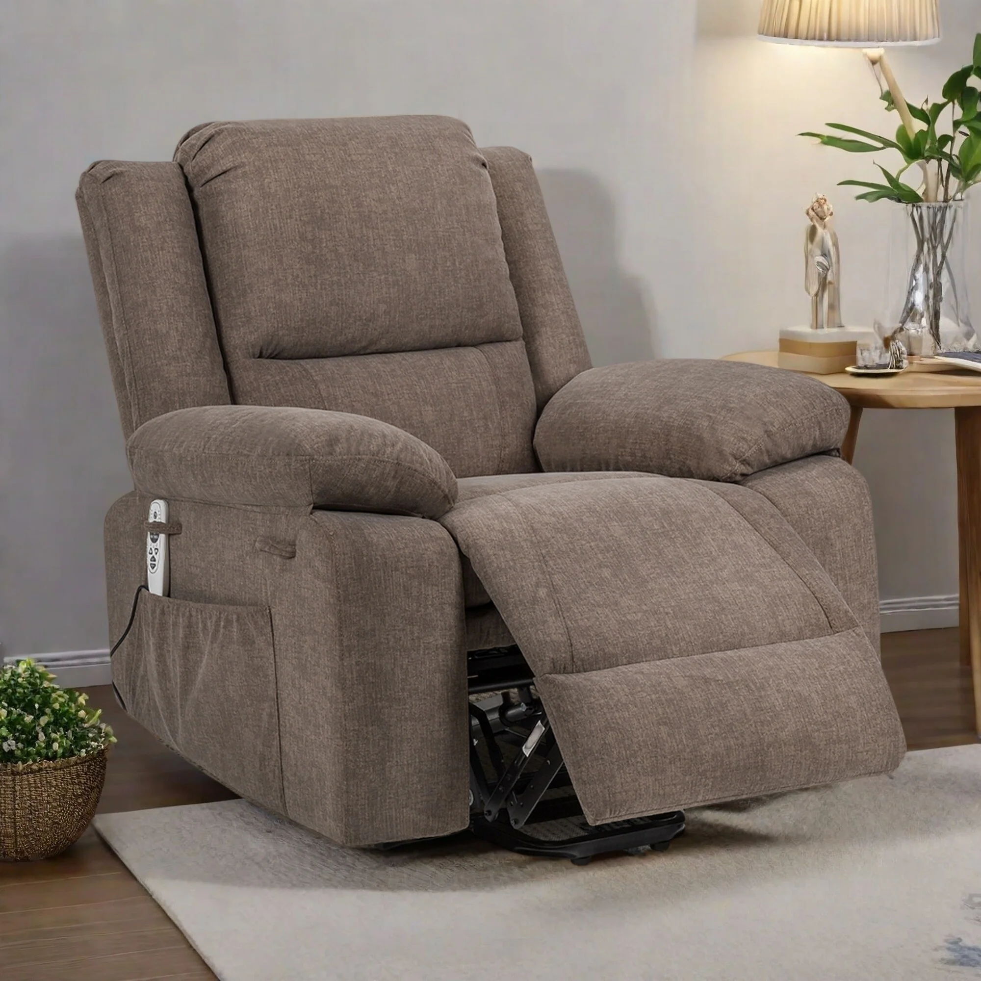 Reclining Lift Chair with Massage, Heating, and Remote Control Pockets