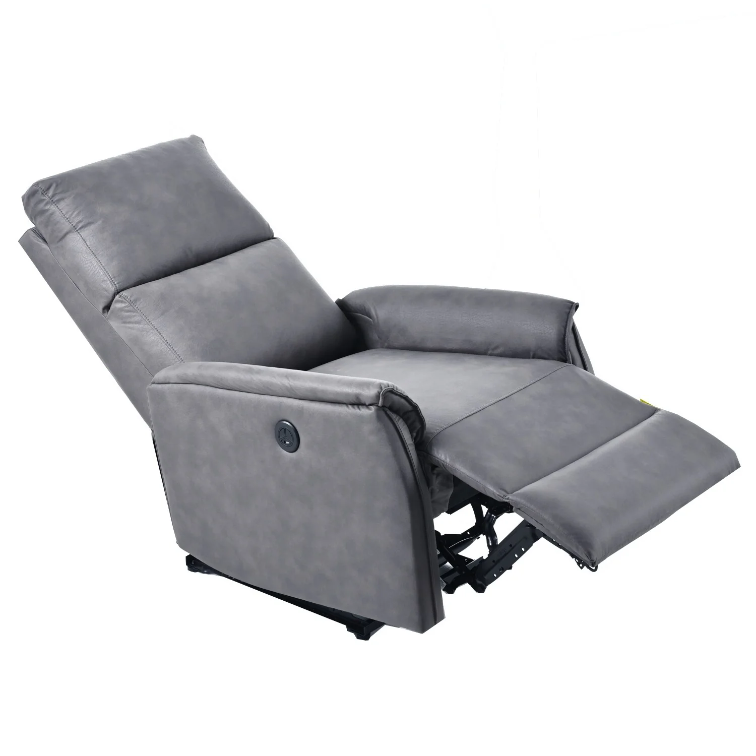 Grey Electric Reclining Chair with USB, Side Control, and Compact Design