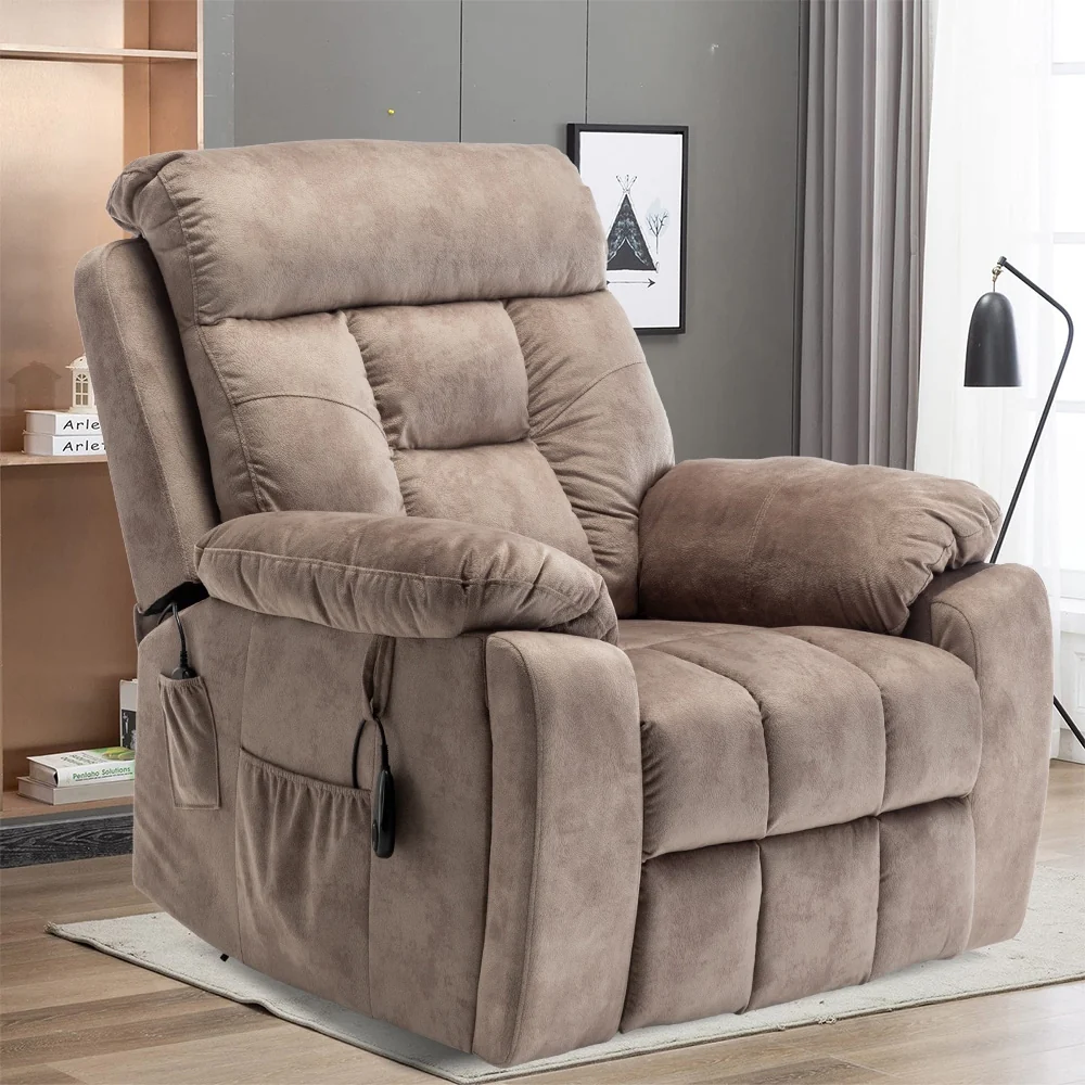 Large Electric Massage Lift Recliner with Heat, Hidden Cup Holder