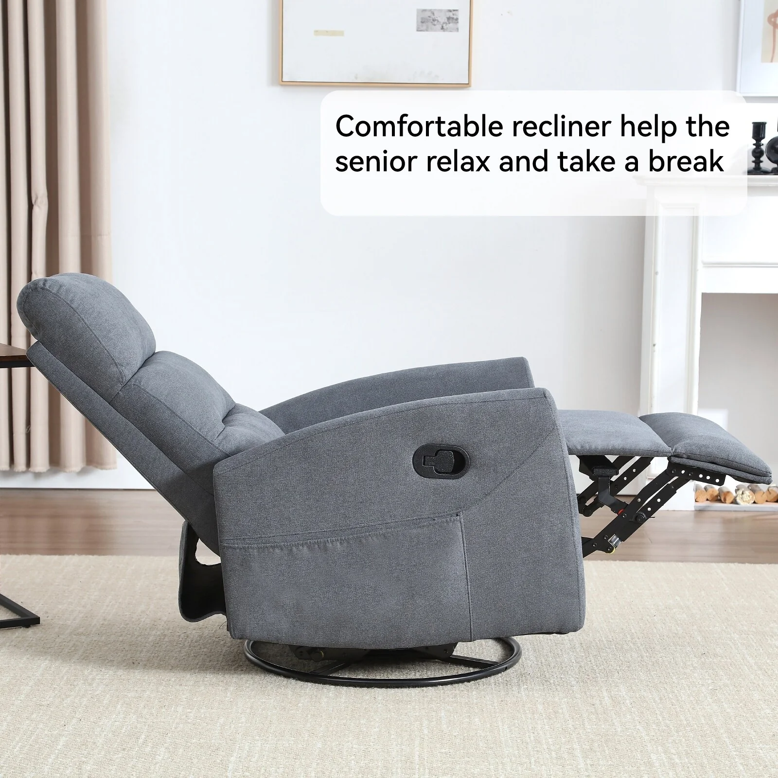 Manual Recliner Chair with Rocker and Swivel