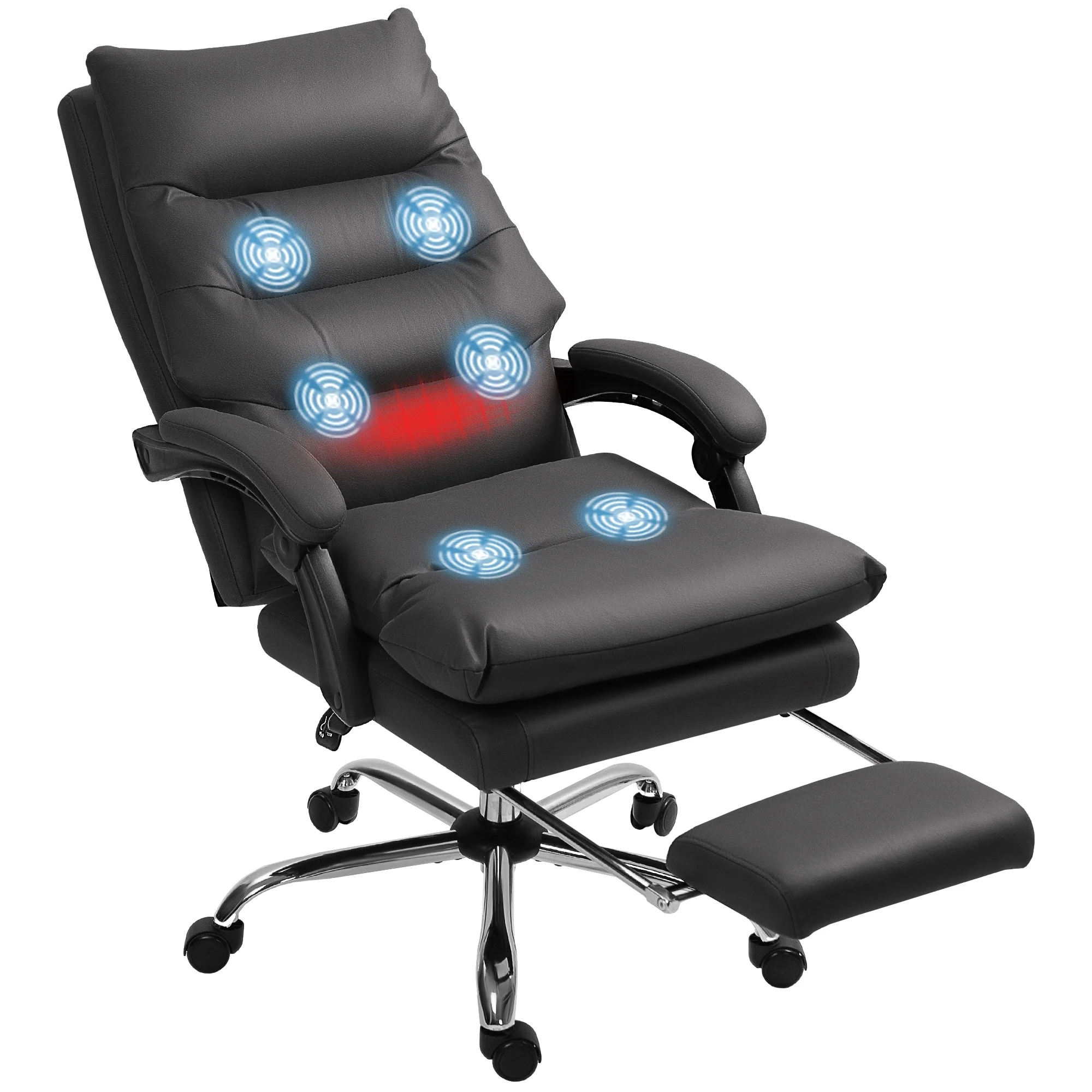 Vinsetto Microfibre Vibration Heated Reclining Massage Office Chair
