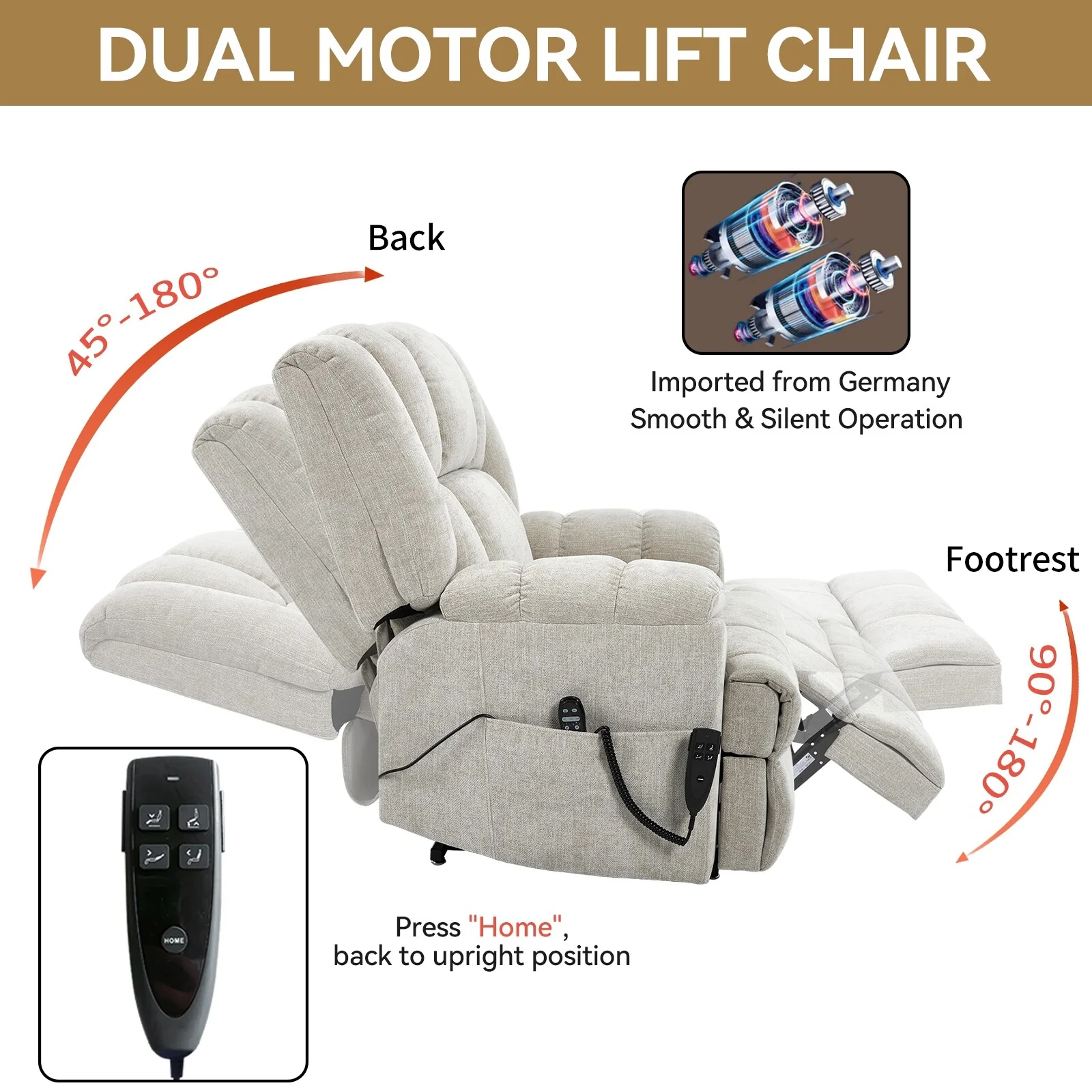 Electric Power Lift Recliners with Power-Remote