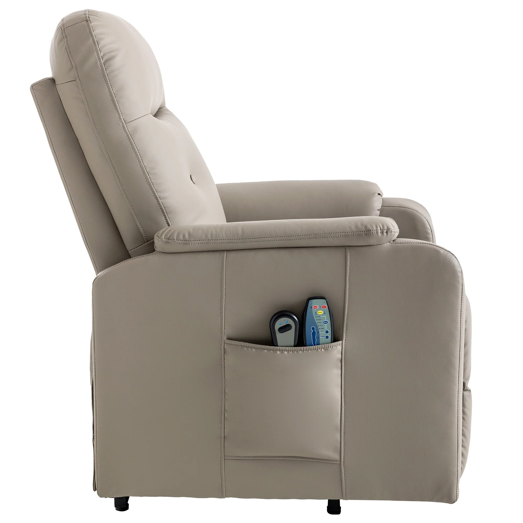 Blue Power Lift Recliner featuring Massage, Heating Function, Adjustable Settings, and Convenient Side Pocket