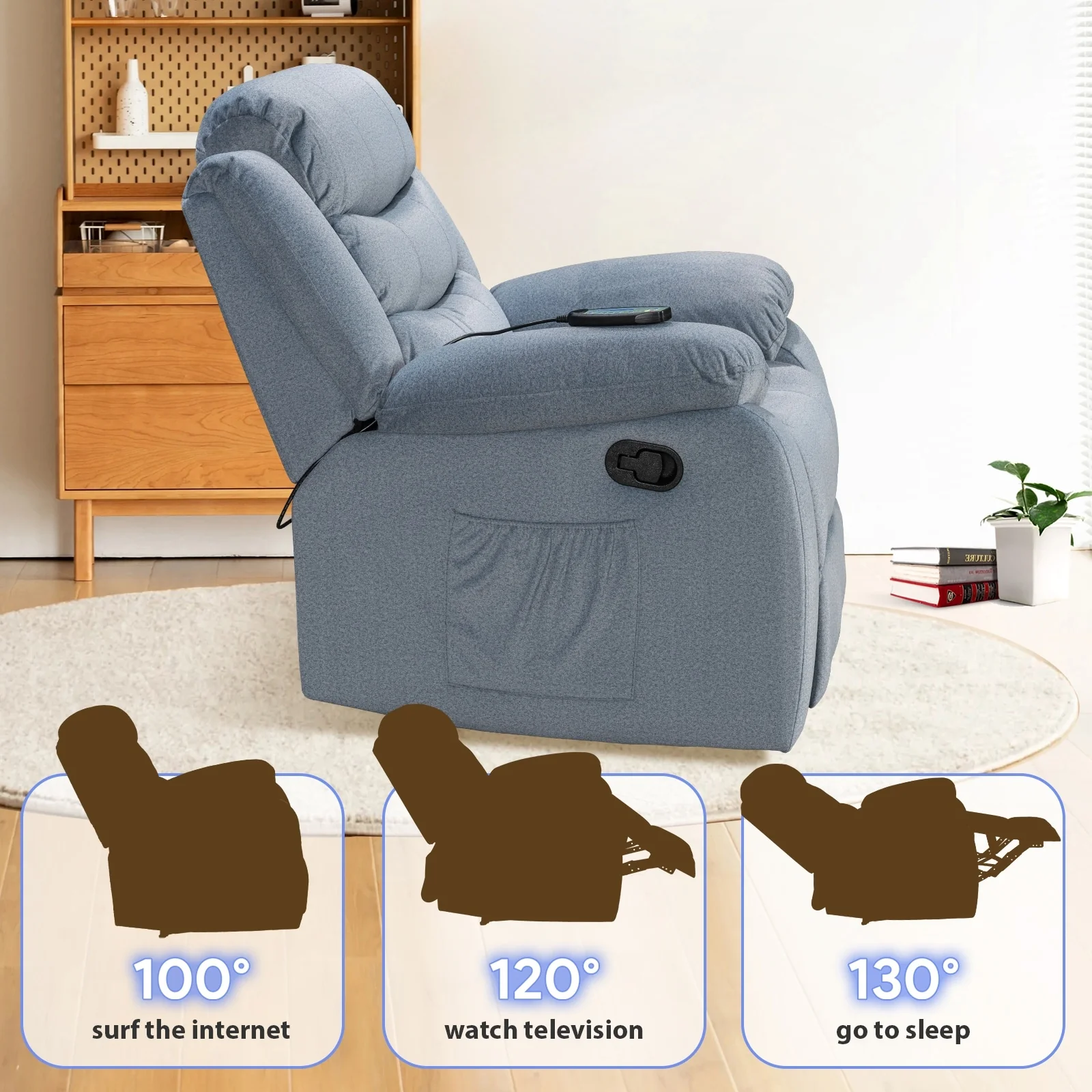 Super Soft Manual Heated and Massage Recliner Chair