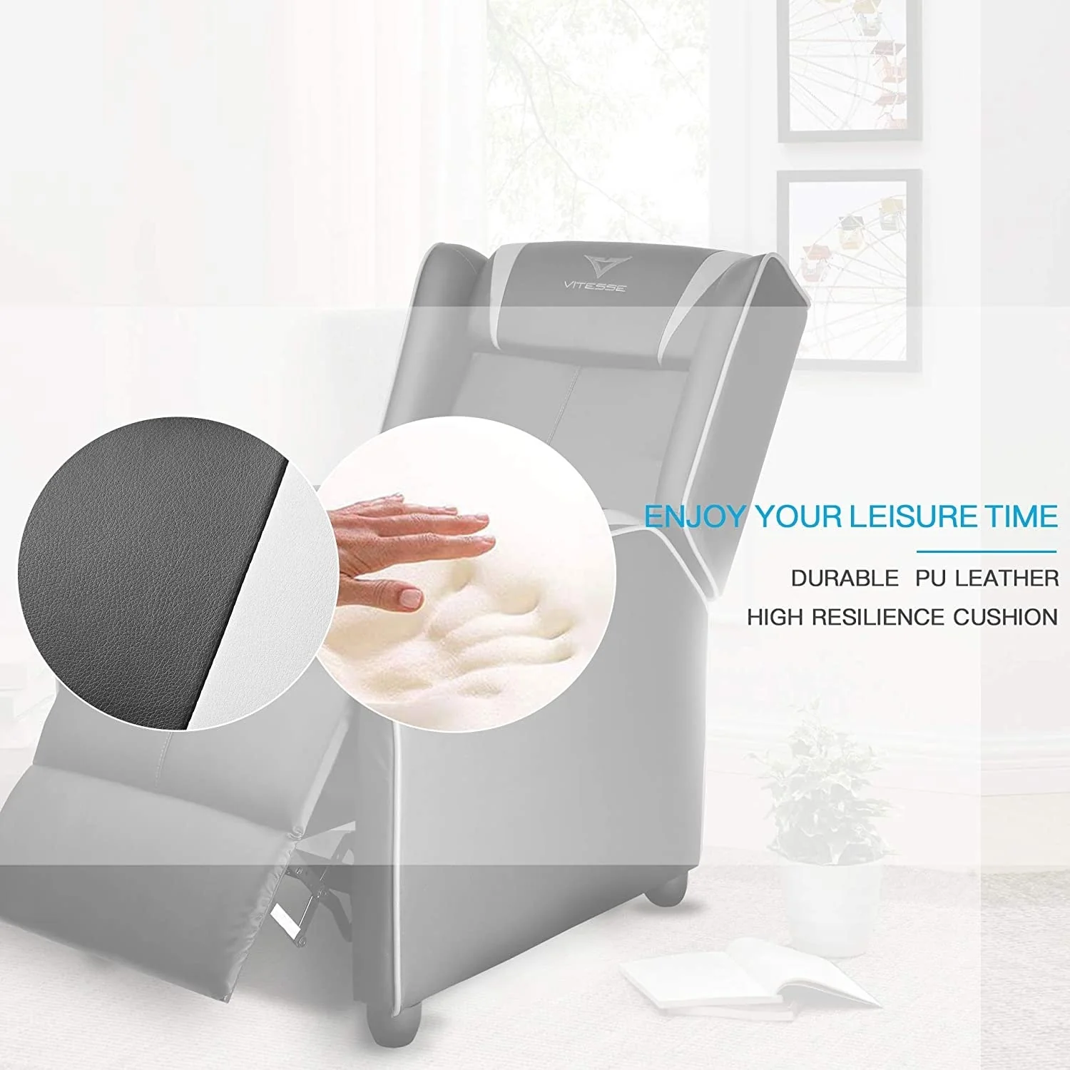 BOSSIN Gaming Recliner Chair Racing Style High Back Chair Living Room Recliners Theater Seating