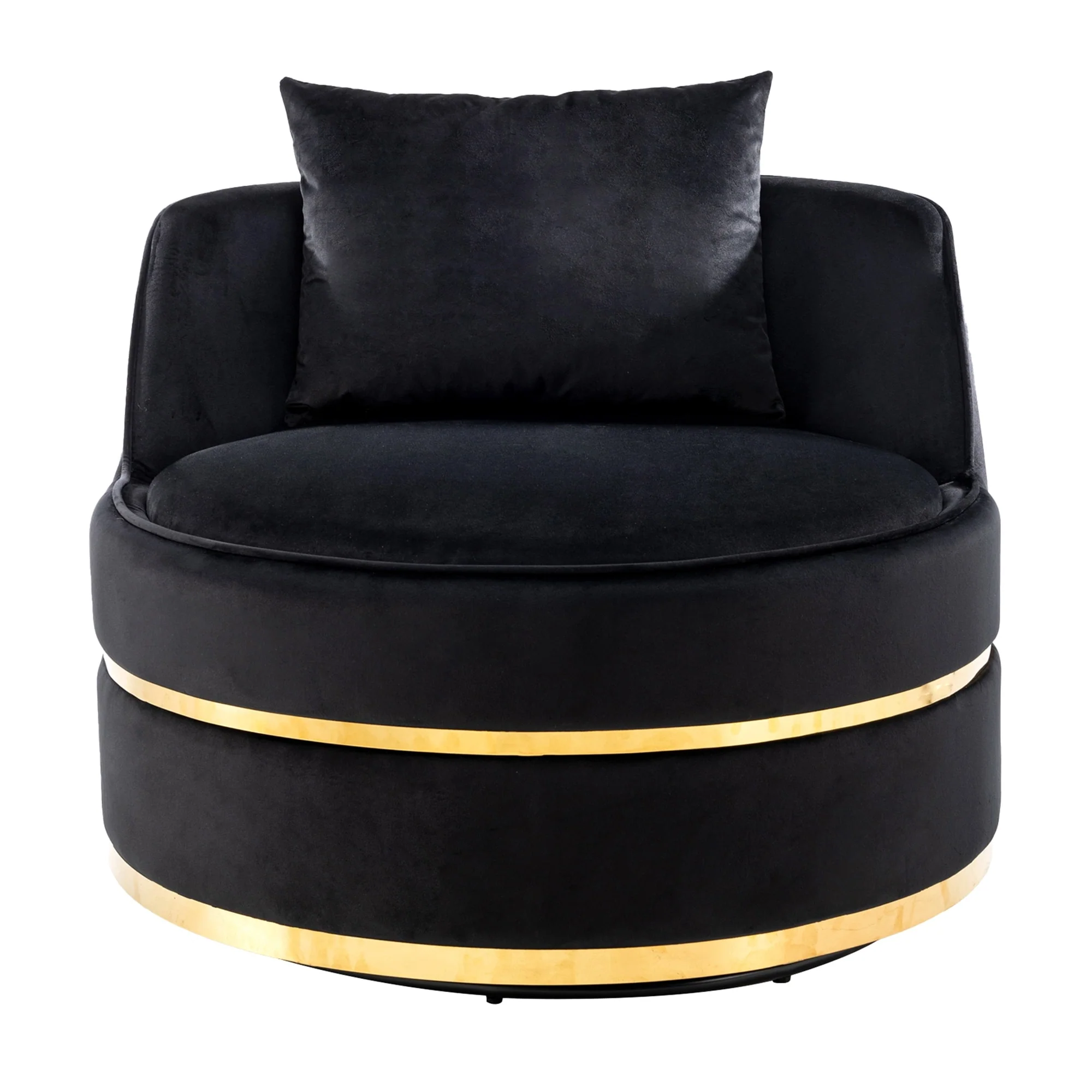 Velvet 360�� Swivel Accent Chair with Seat Cushion, Upholstered Barrel Chair with Stainless Steel Base Living Room Chair