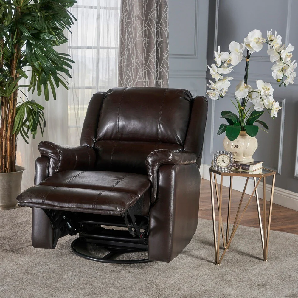 Jennette Faux Leather Swivel Gliding Recliner by Christopher Knight Home