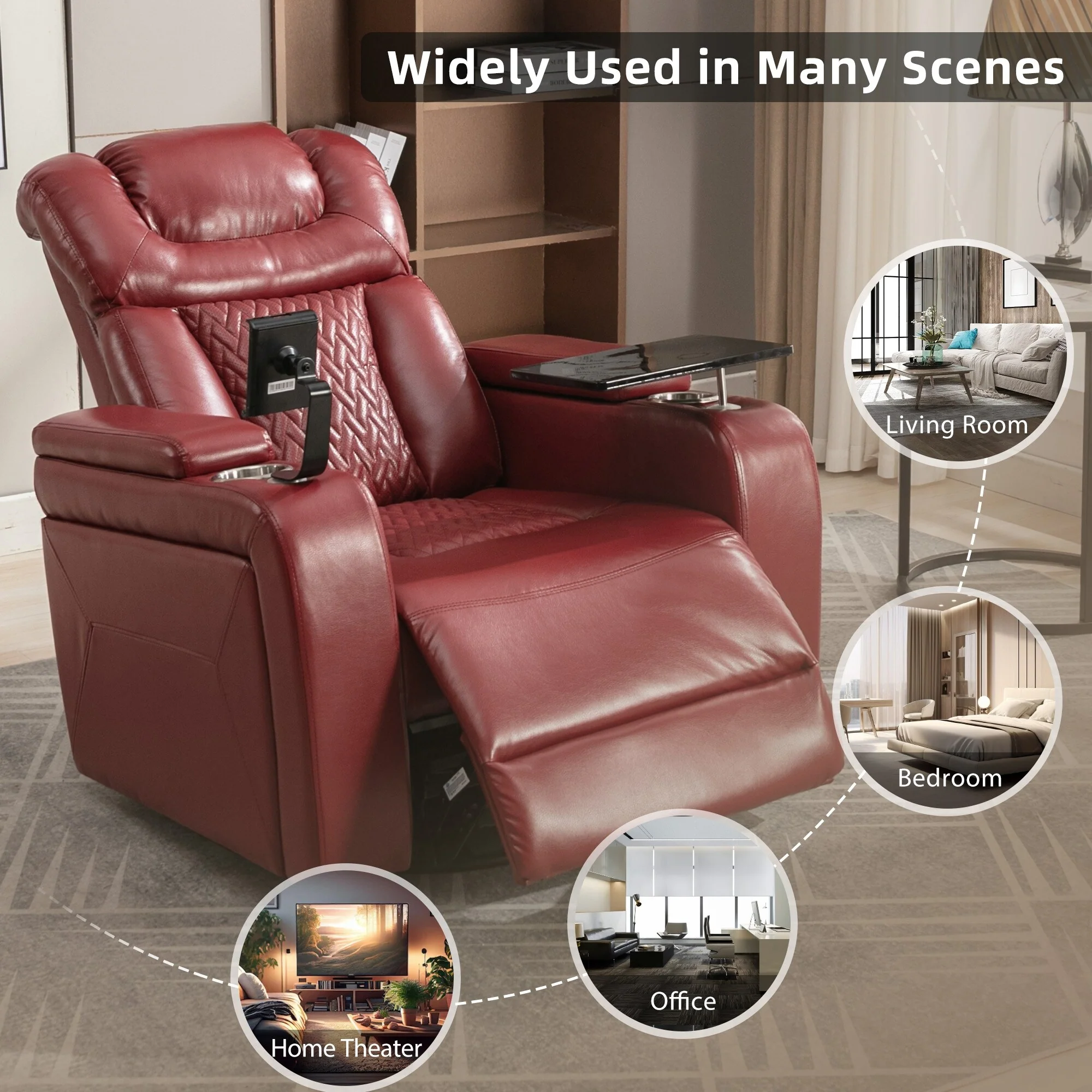 Power Recliner Chair with 270�� Swivel, Tray, USB & Cup Holders