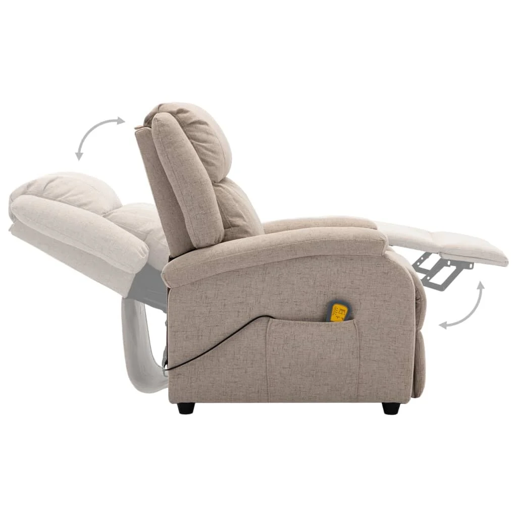 vidaXL Massage Chair Cream Fabric - 71 x 92 x 96 cm